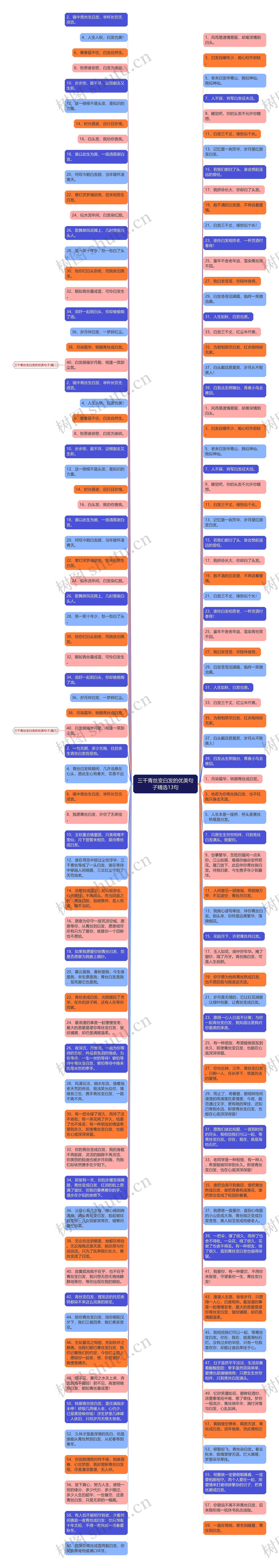 三千青丝变白发的优美句子精选13句思维导图