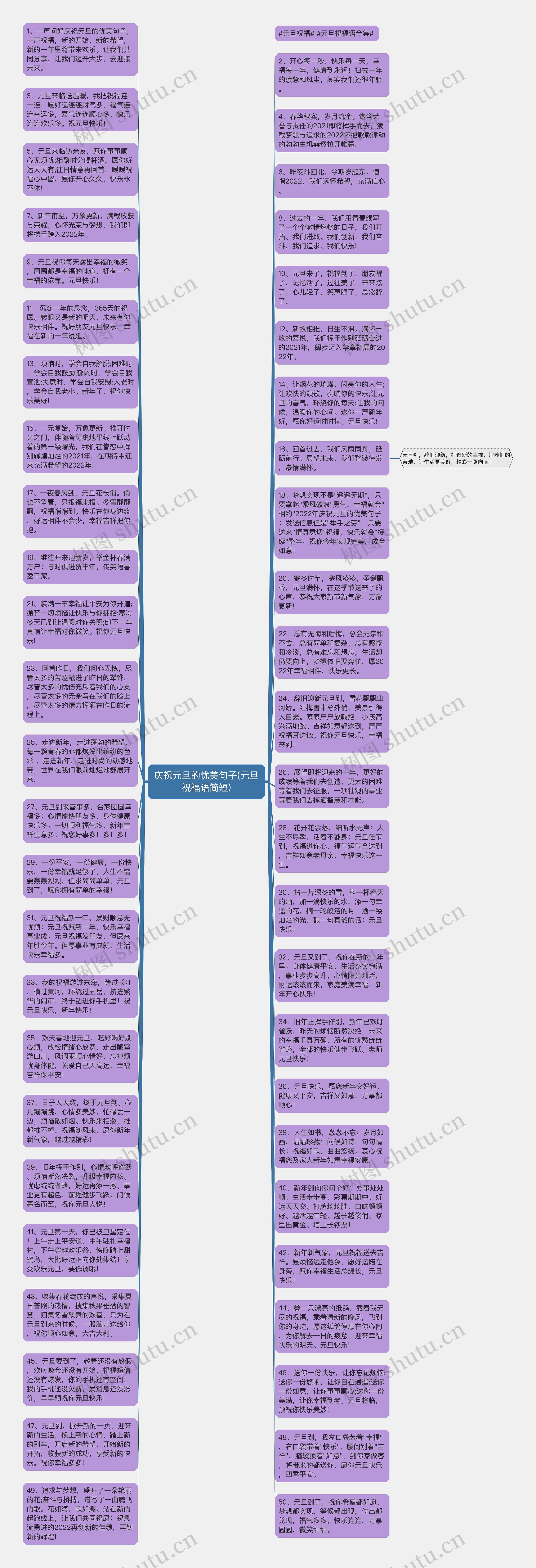 庆祝元旦的优美句子(元旦祝福语简短)思维导图