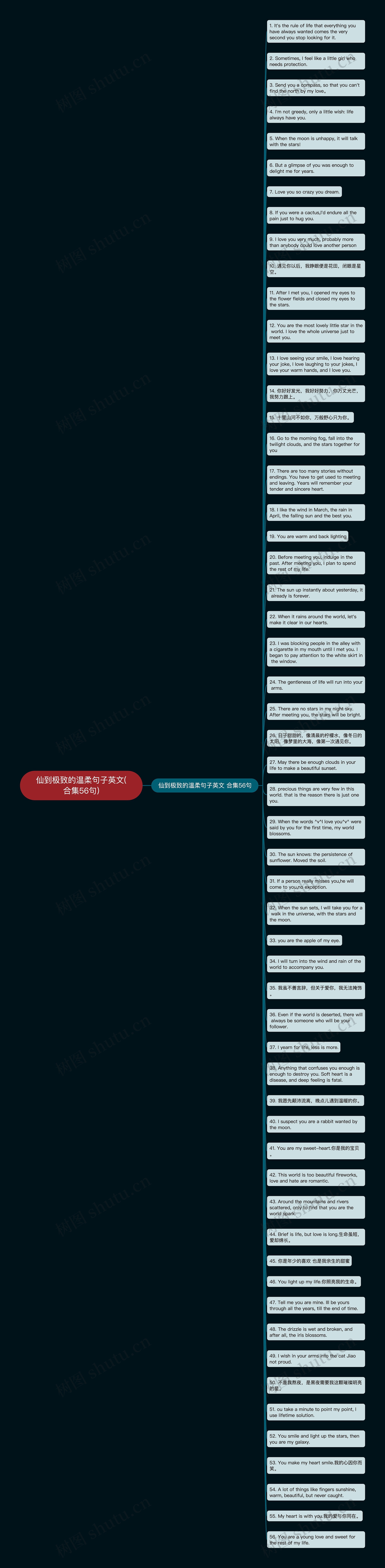 仙到极致的温柔句子英文(合集56句)思维导图