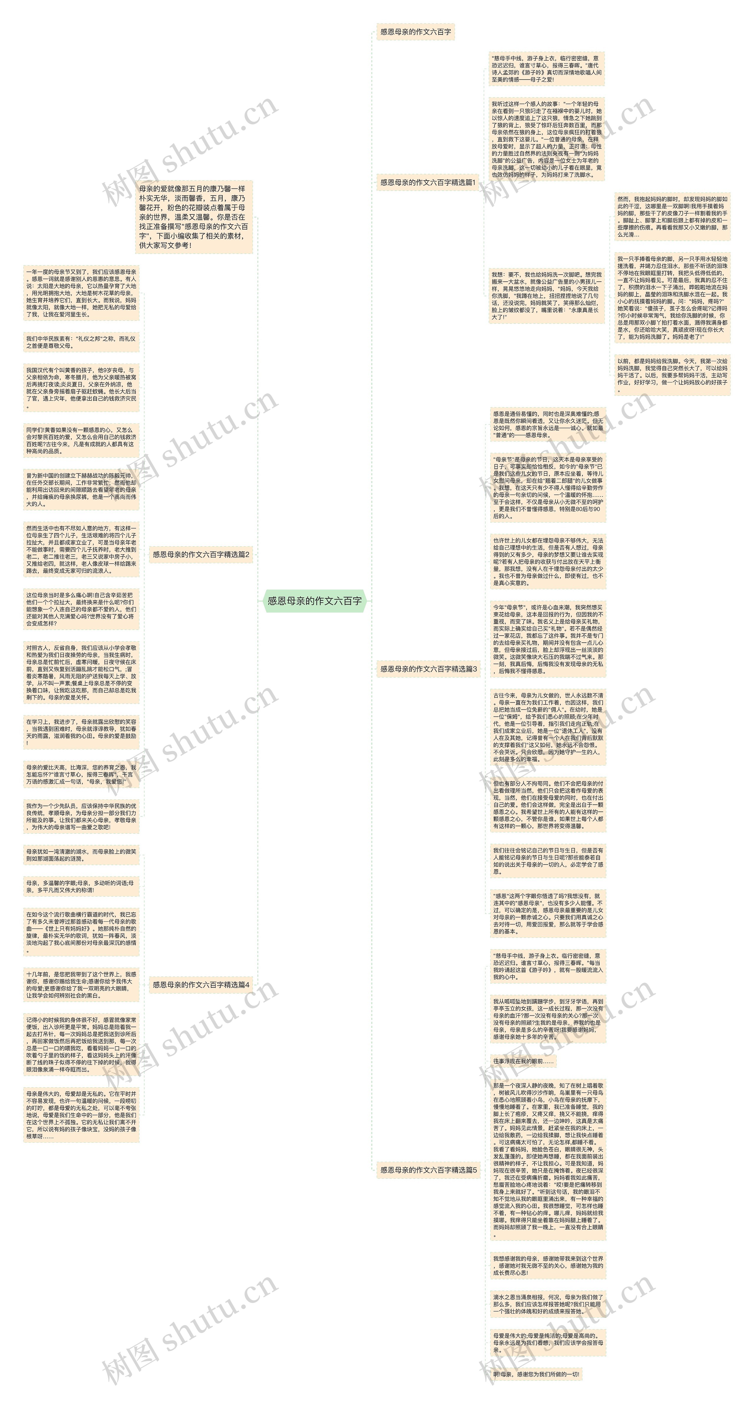感恩母亲的作文六百字思维导图