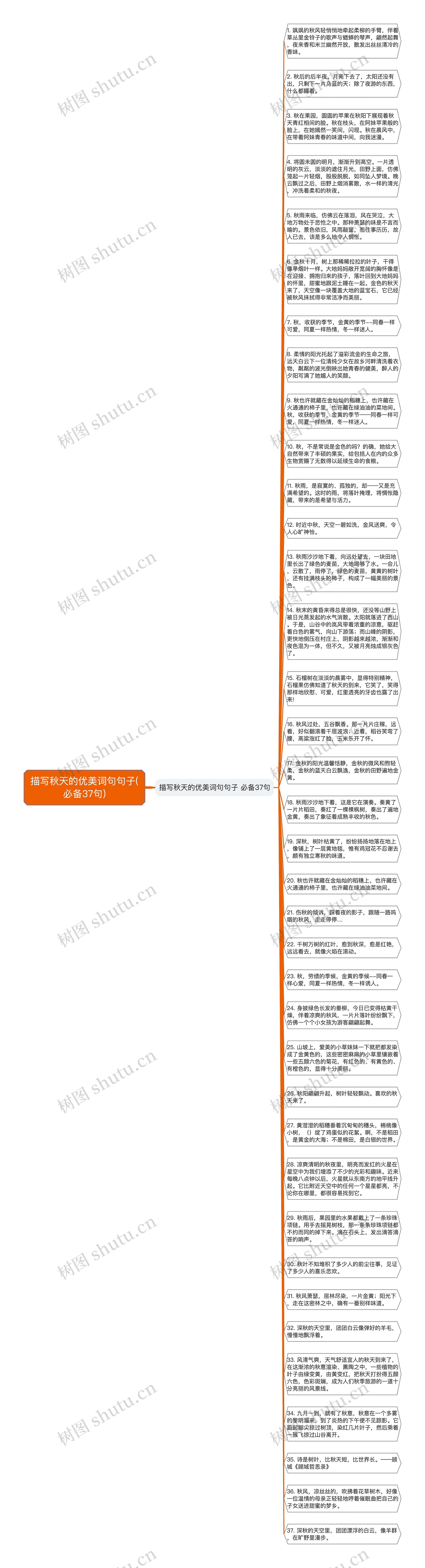 描写秋天的优美词句句子(必备37句)思维导图