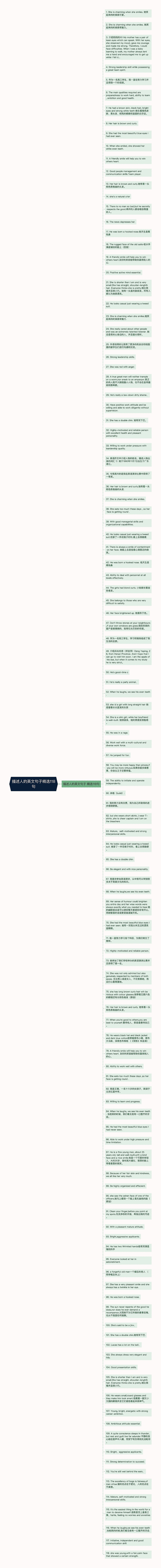 描述人的英文句子精选118句思维导图