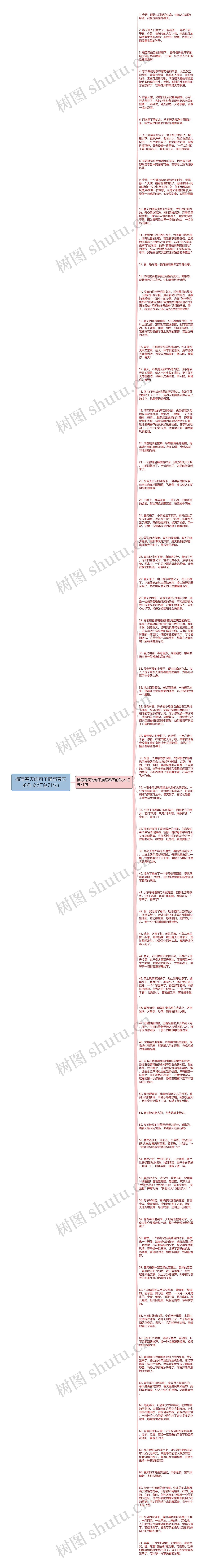 描写春天的句子描写春天的作文(汇总71句)思维导图