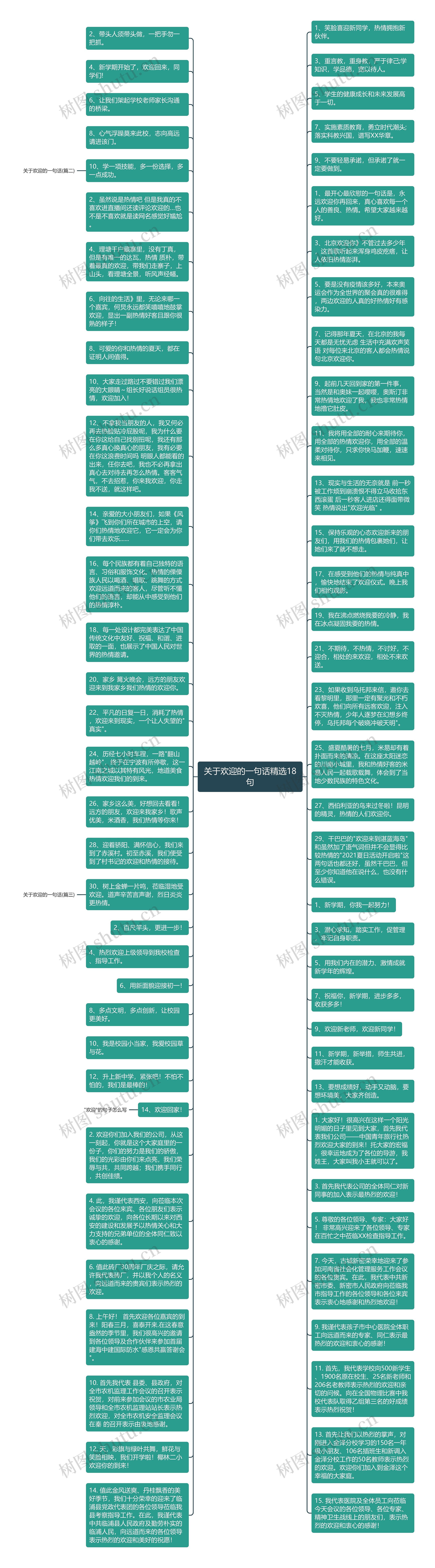 关于欢迎的一句话精选18句思维导图