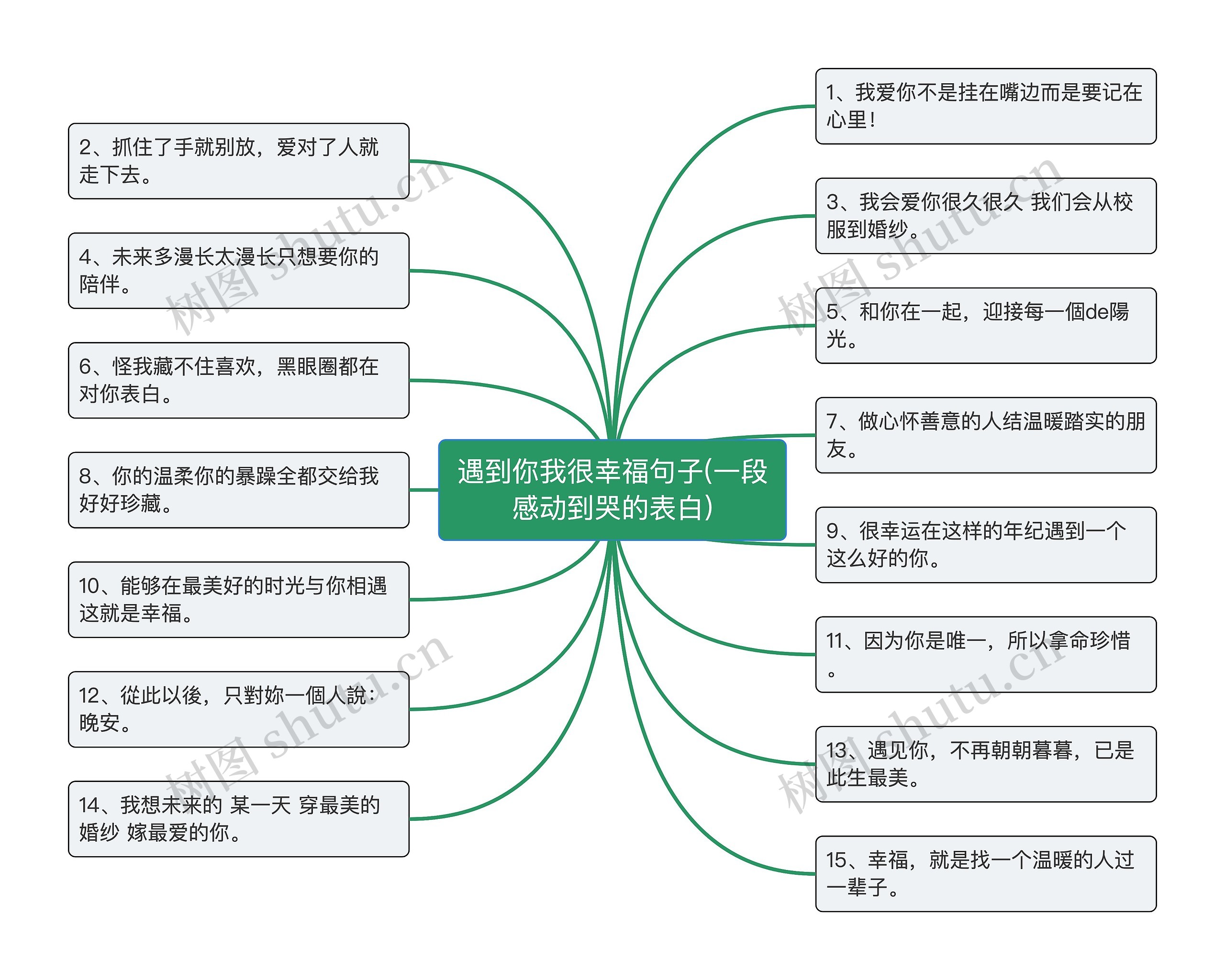 遇到你我很幸福句子(一段感动到哭的表白)思维导图