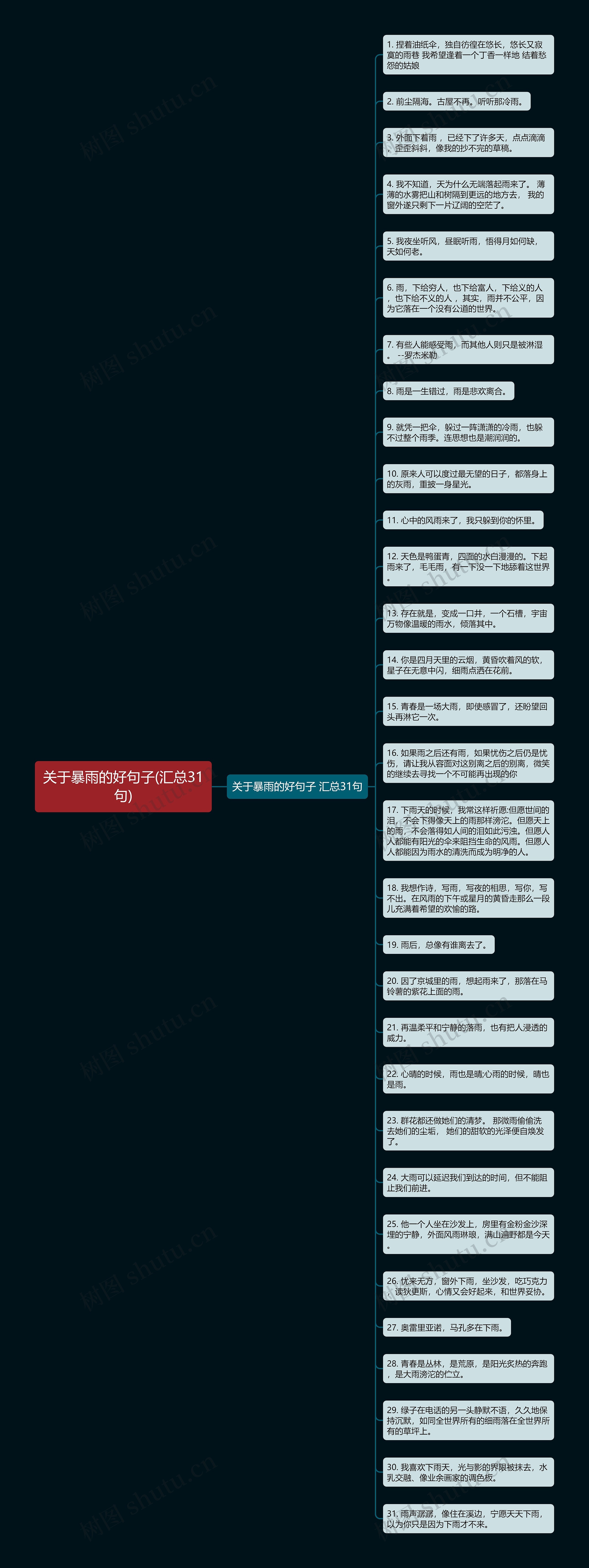 关于暴雨的好句子(汇总31句)思维导图