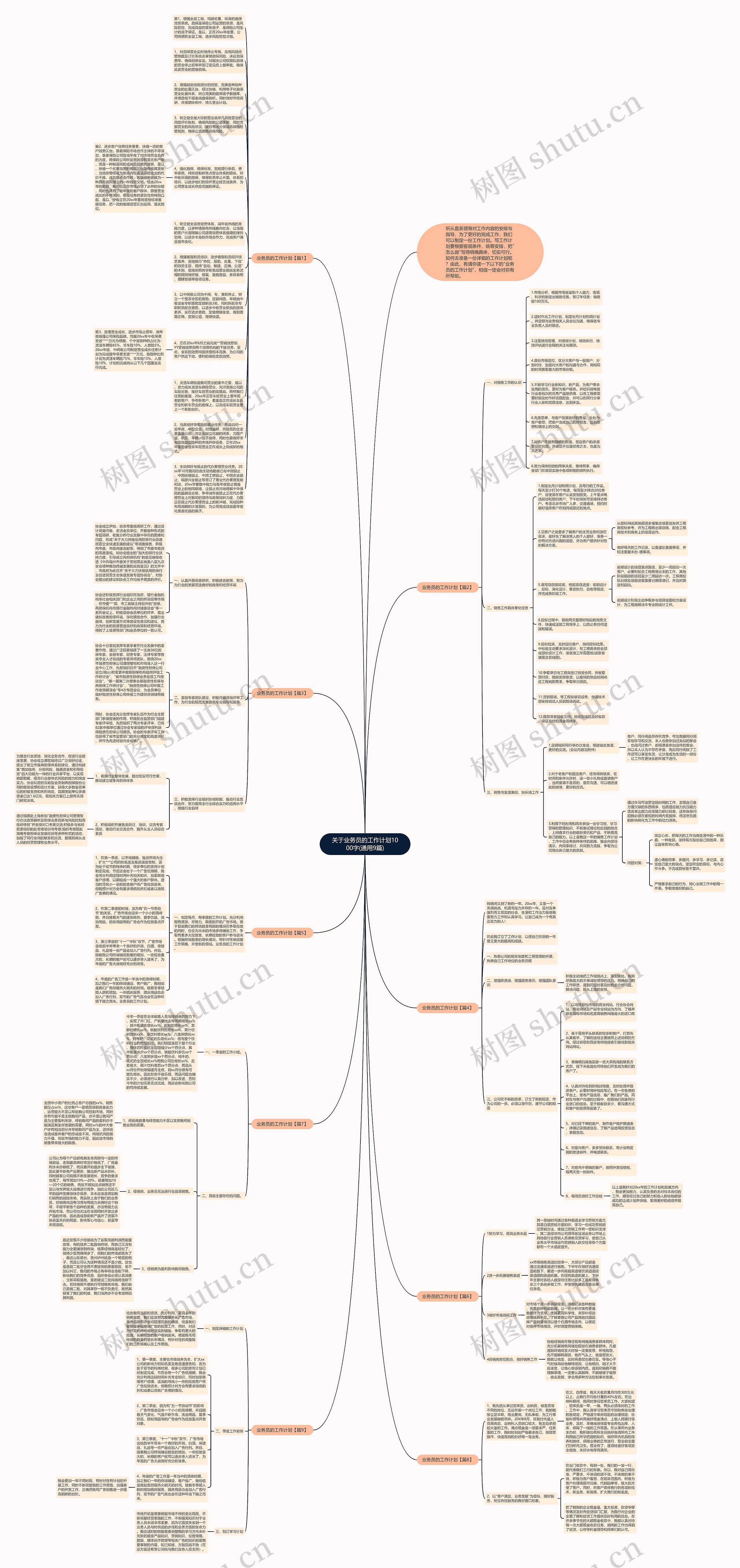 关于业务员的工作计划1000字(通用9篇)思维导图
