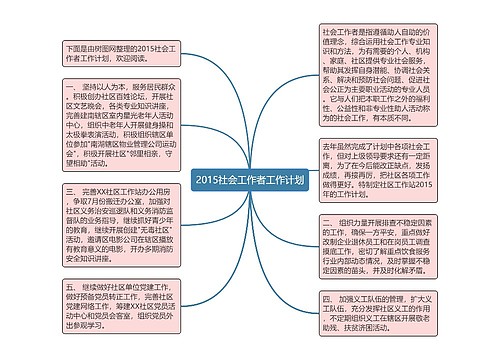 2015社会工作者工作计划