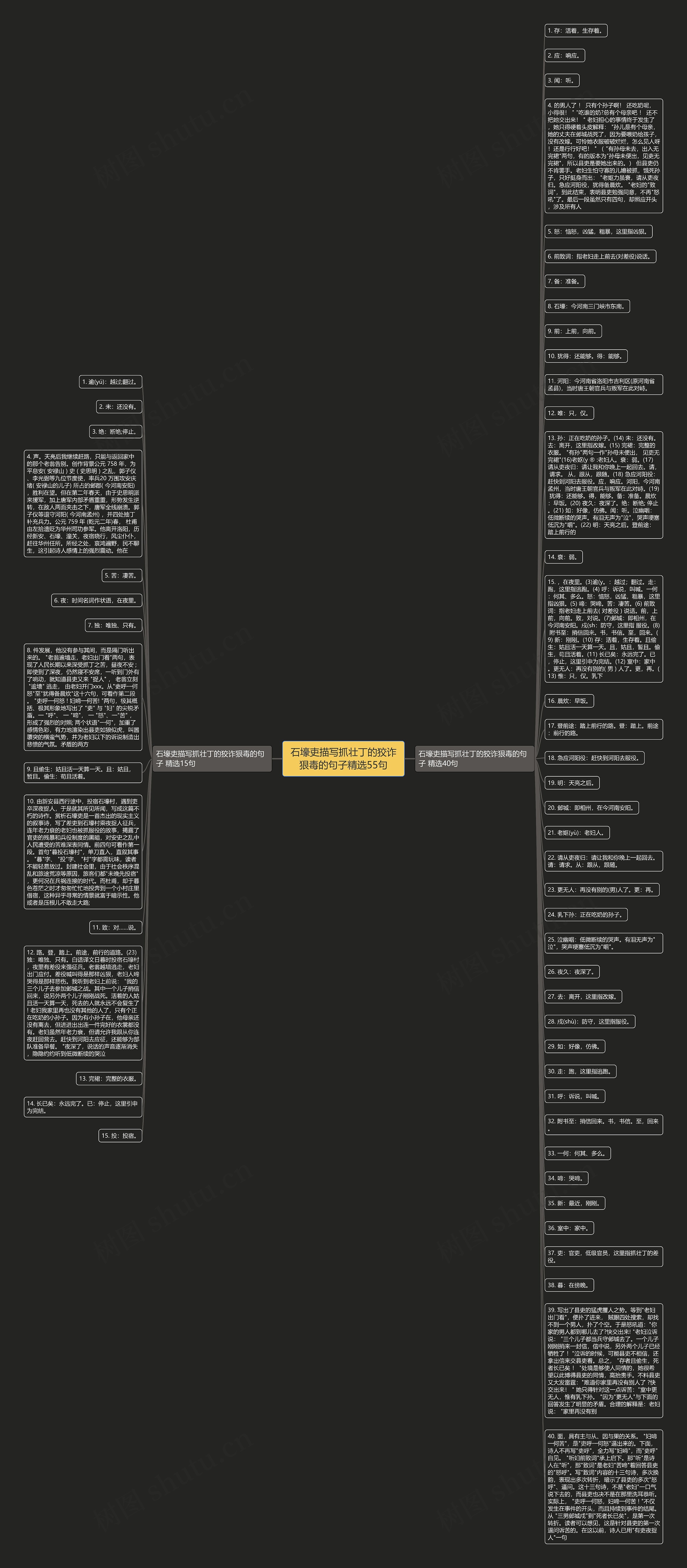 石壕吏描写抓壮丁的狡诈狠毒的句子精选55句思维导图