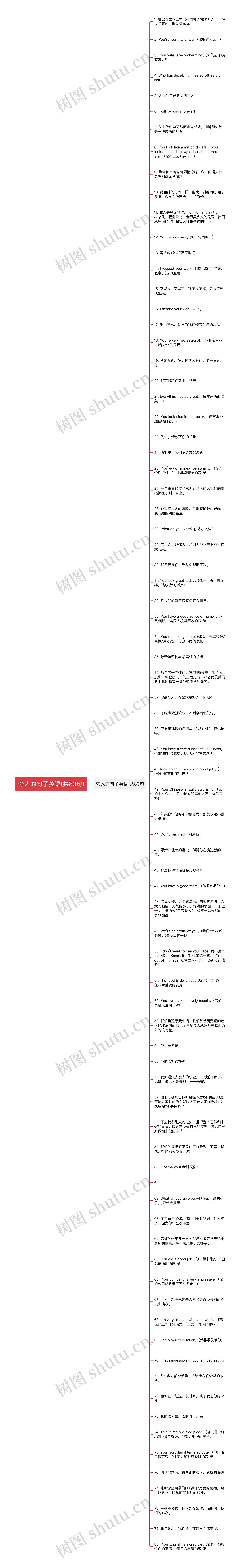 夸人的句子英语(共80句)思维导图