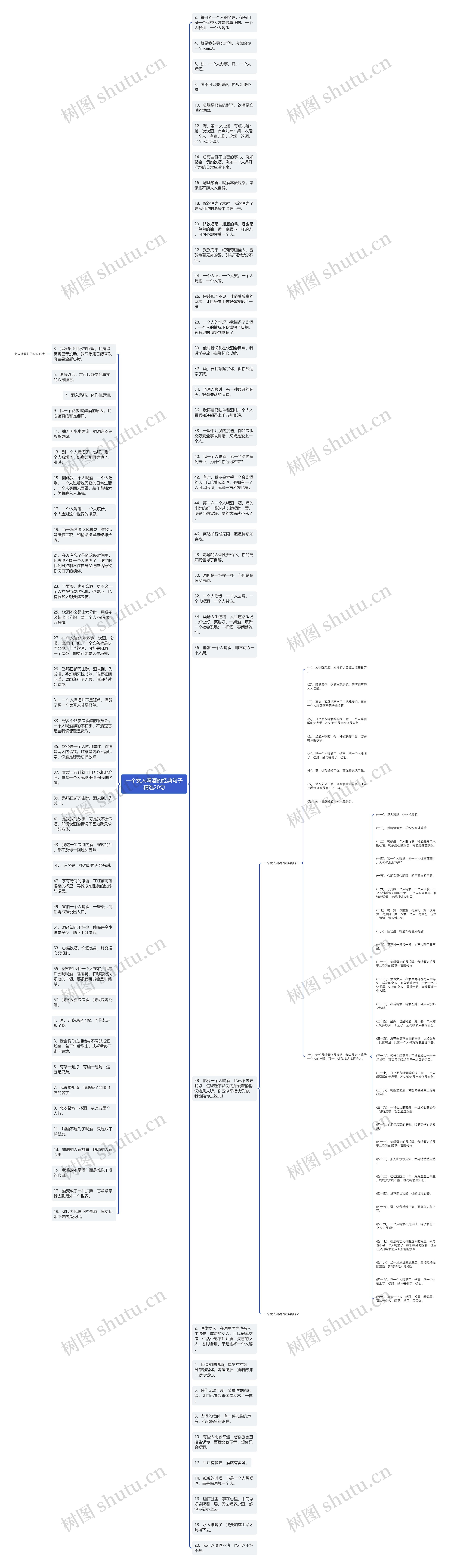 一个女人喝酒的经典句子精选20句思维导图