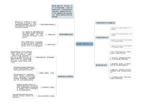 半角高中数学的公式思维导图