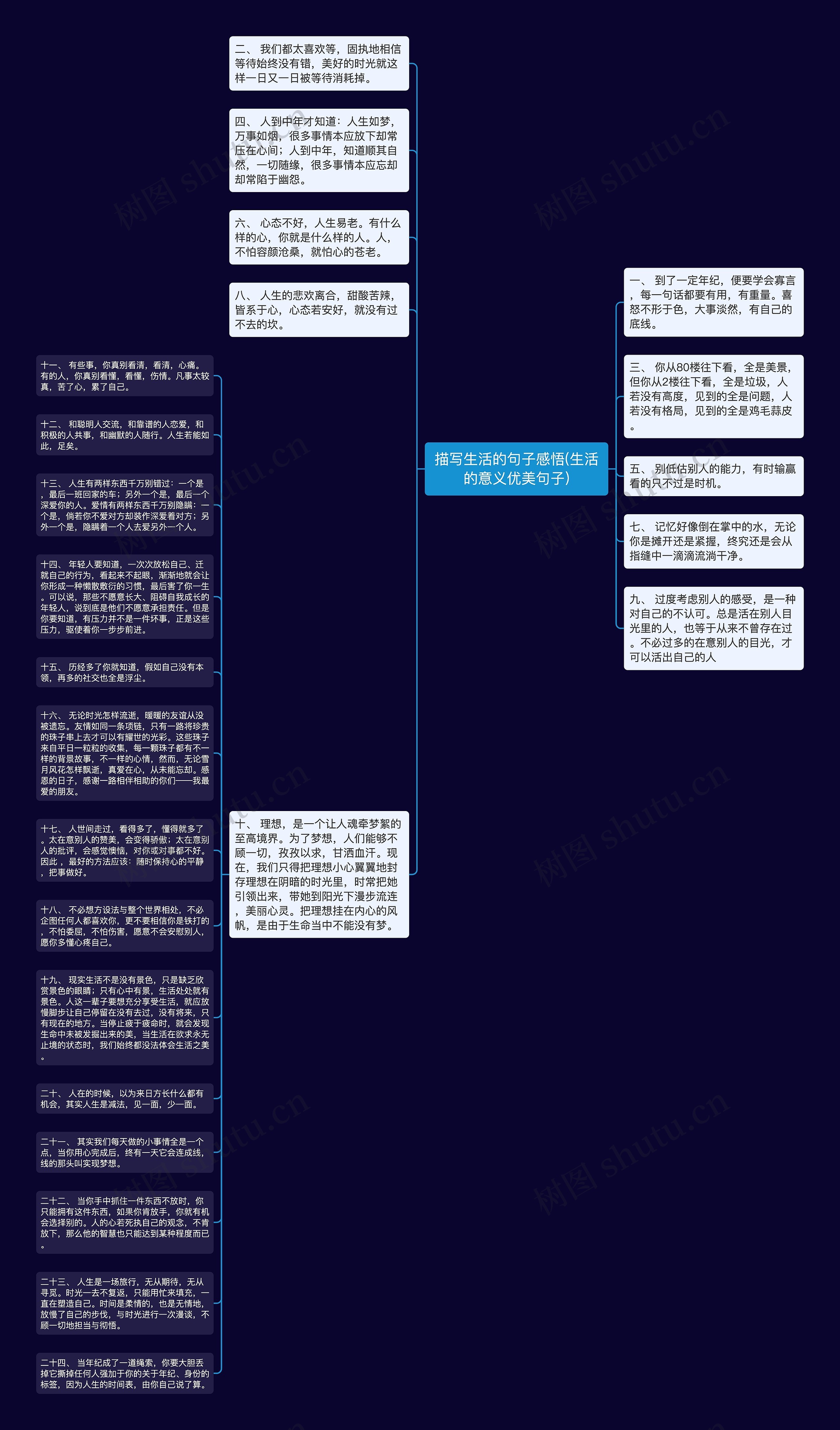 描写生活的句子感悟(生活的意义优美句子)思维导图