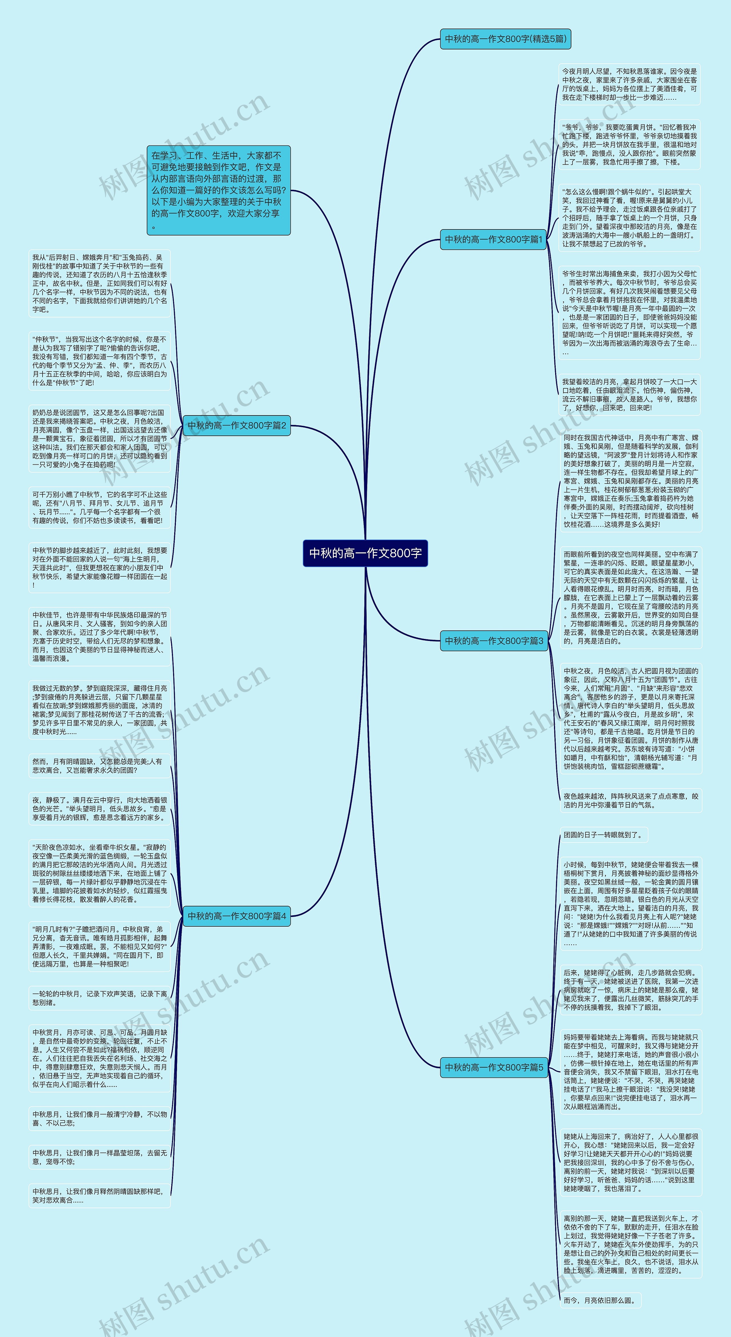 中秋的高一作文800字思维导图