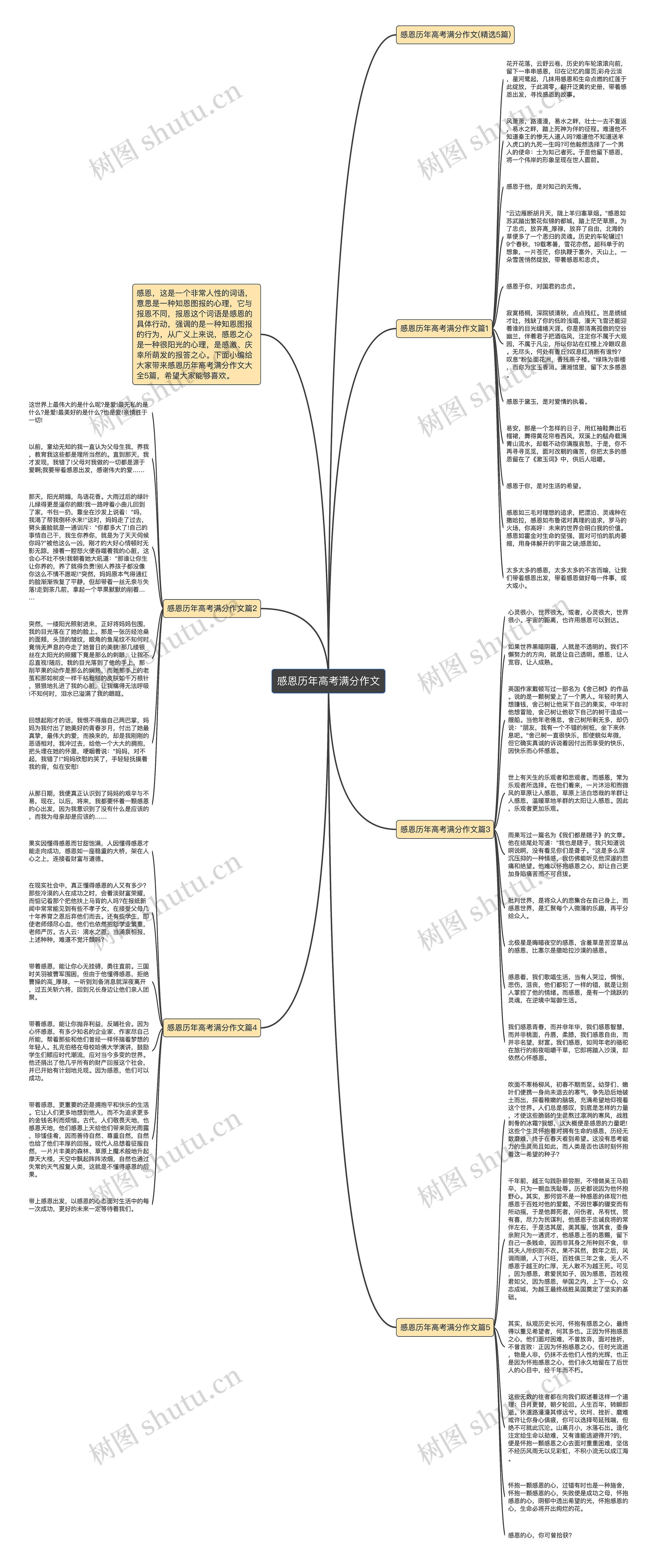 感恩历年高考满分作文思维导图