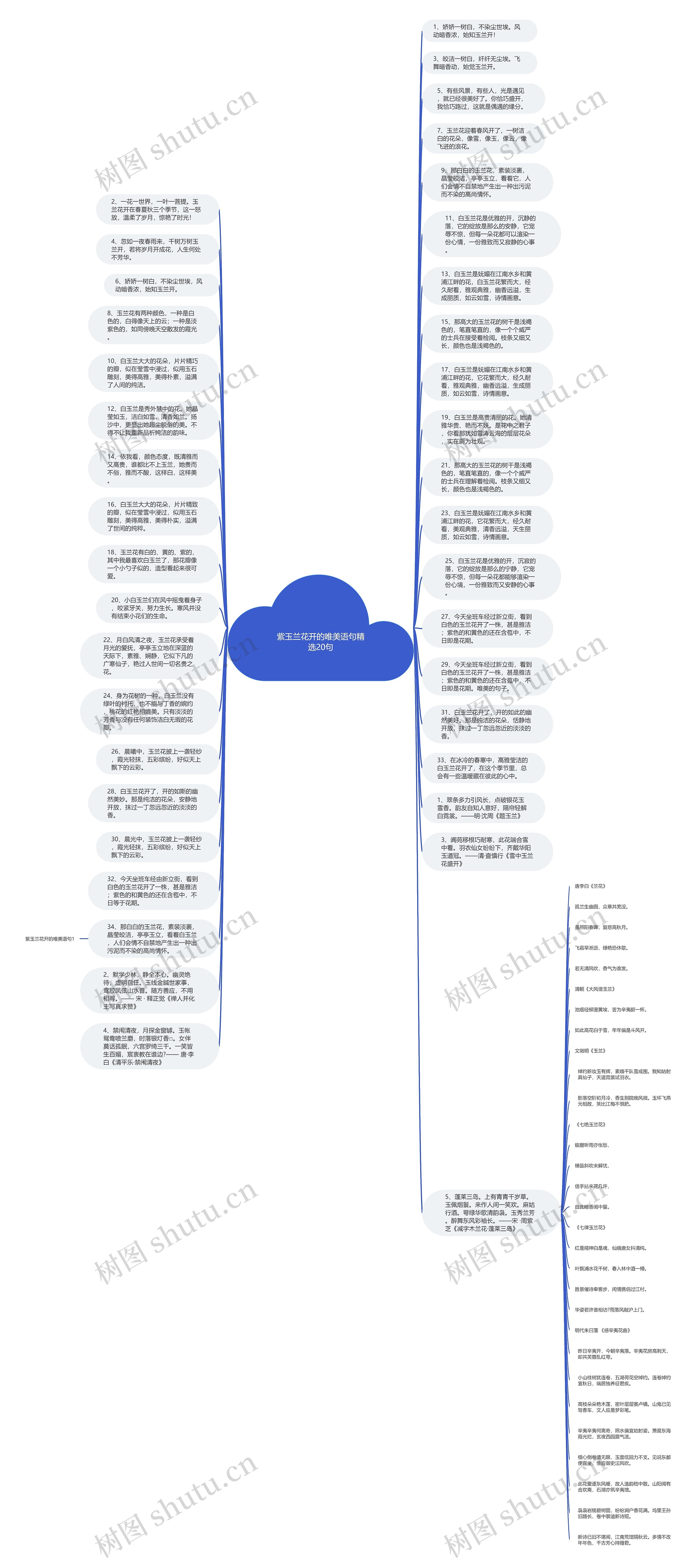 紫玉兰花开的唯美语句精选20句思维导图高清图 紫玉兰花开的唯美语句精选20句思维导图