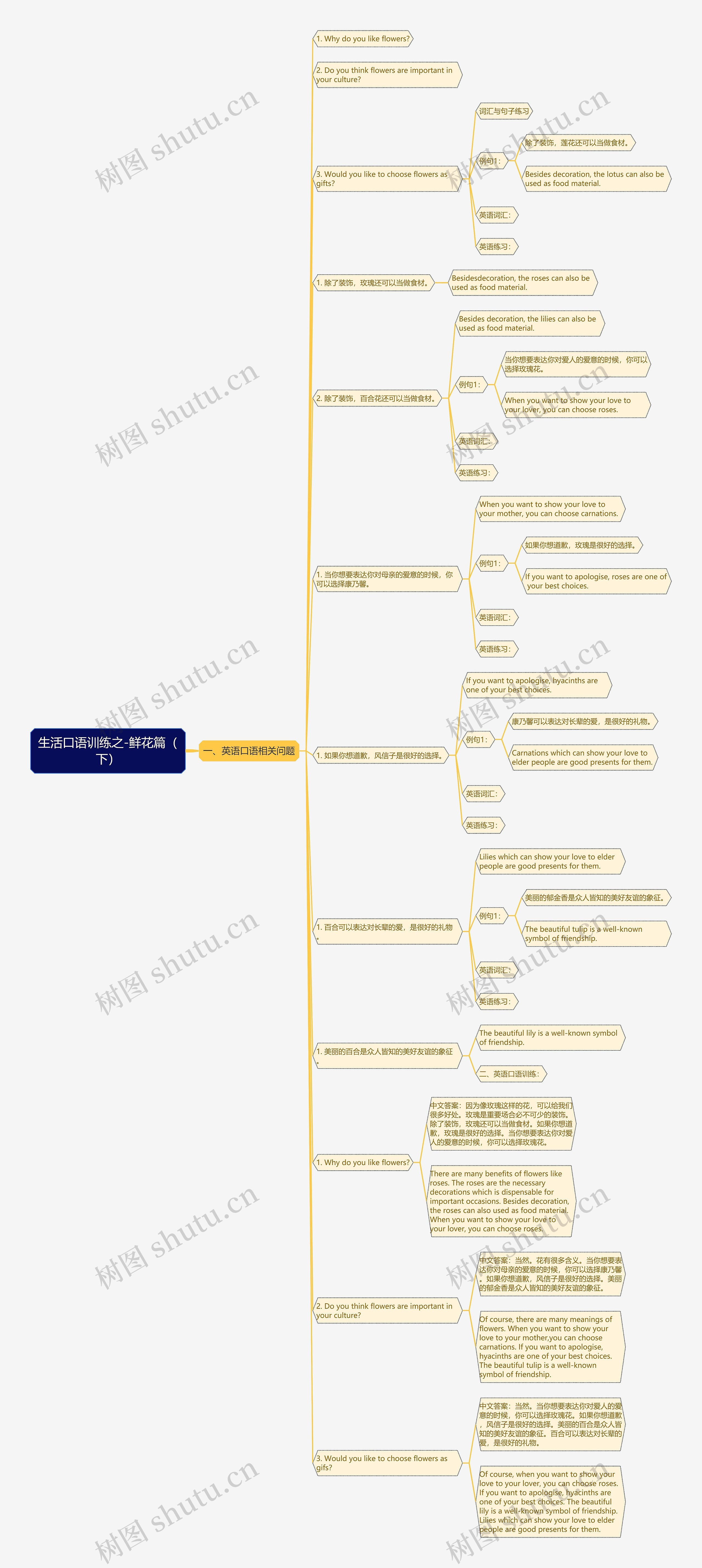 生活口语训练之-鲜花篇（下）思维导图