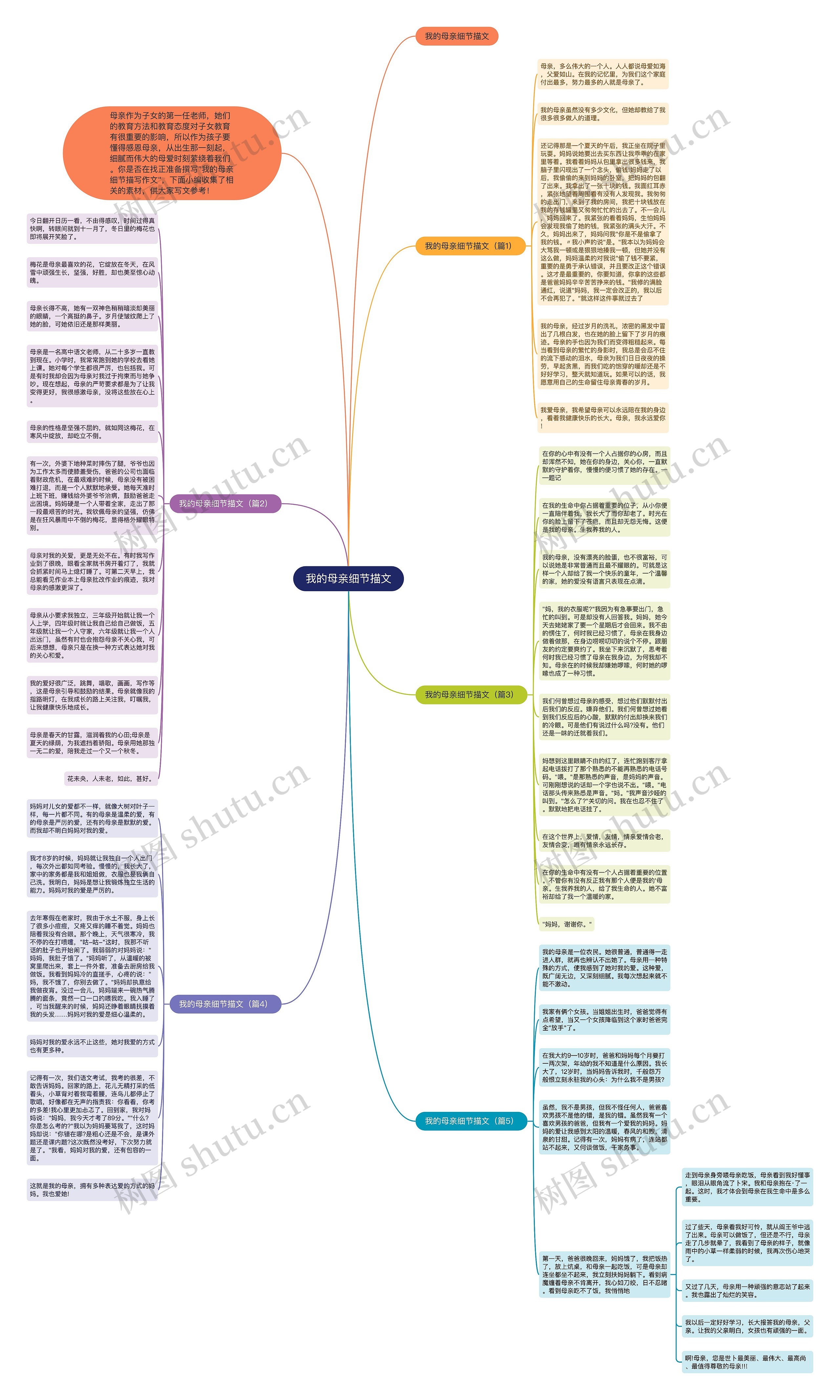 我的母亲细节描文思维导图