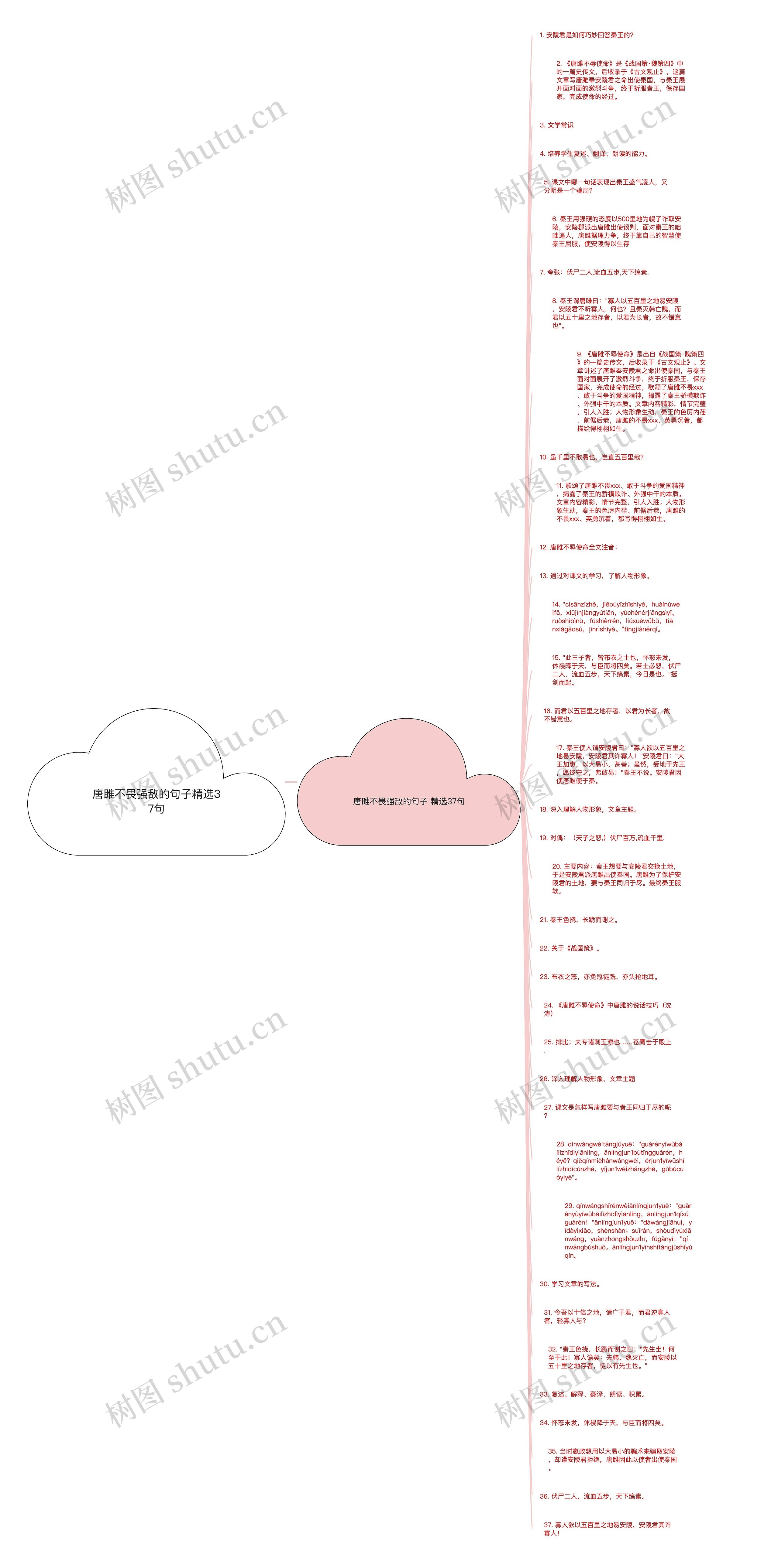 唐雎不畏强敌的句子精选37句思维导图