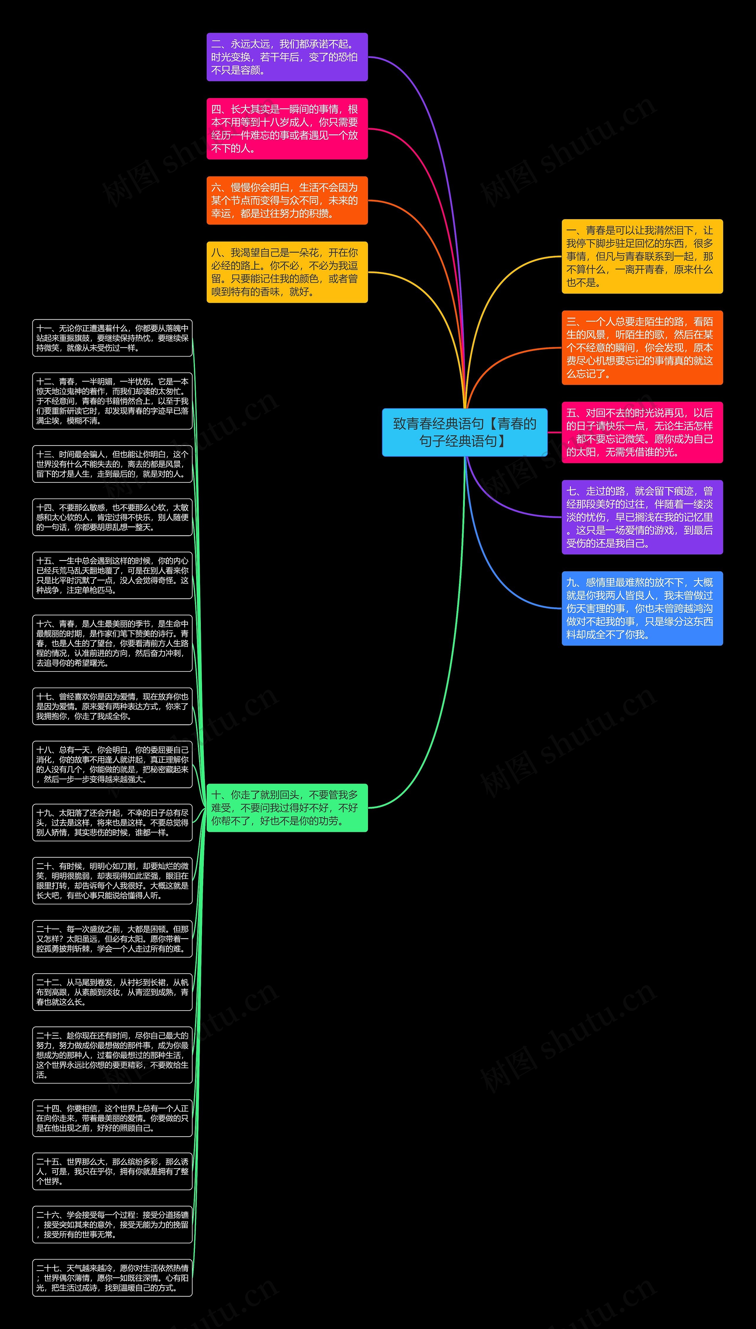 致青春经典语句【青春的句子经典语句】思维导图