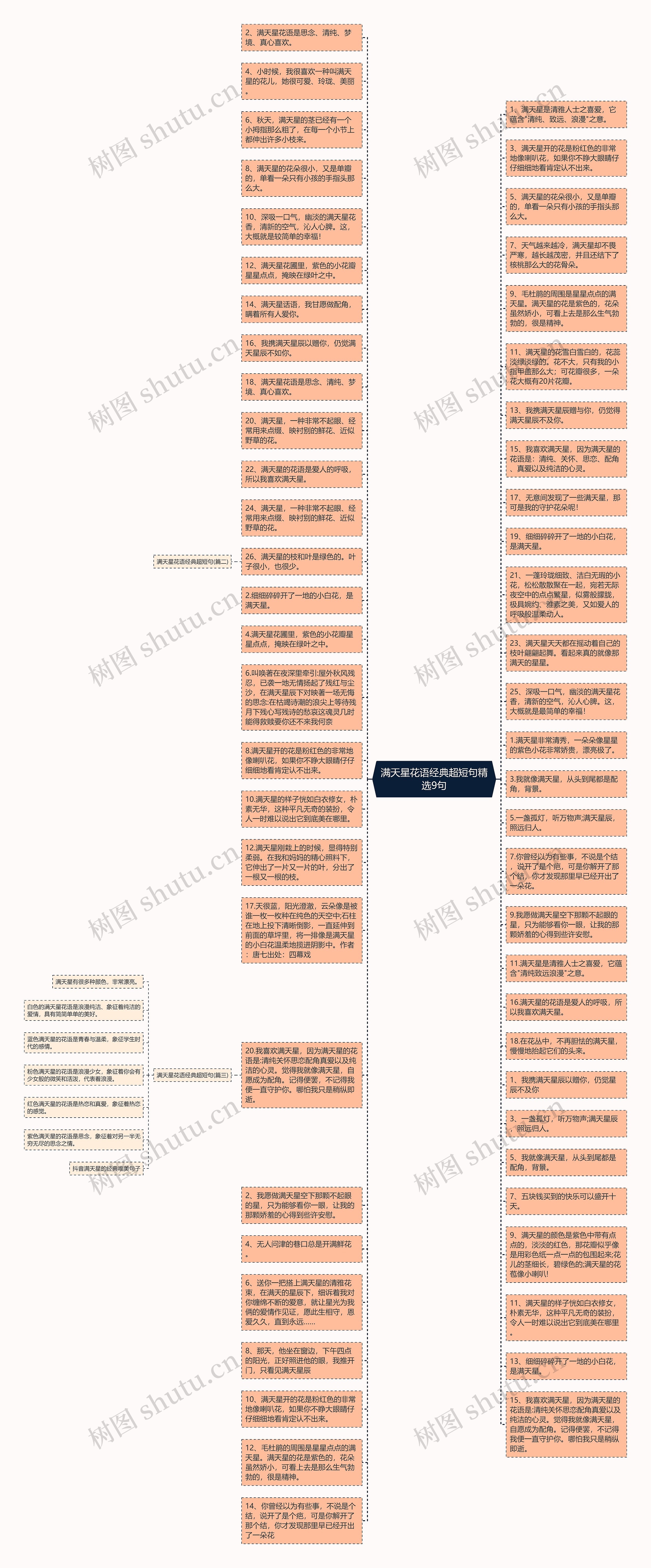满天星花语经典超短句精选9句思维导图