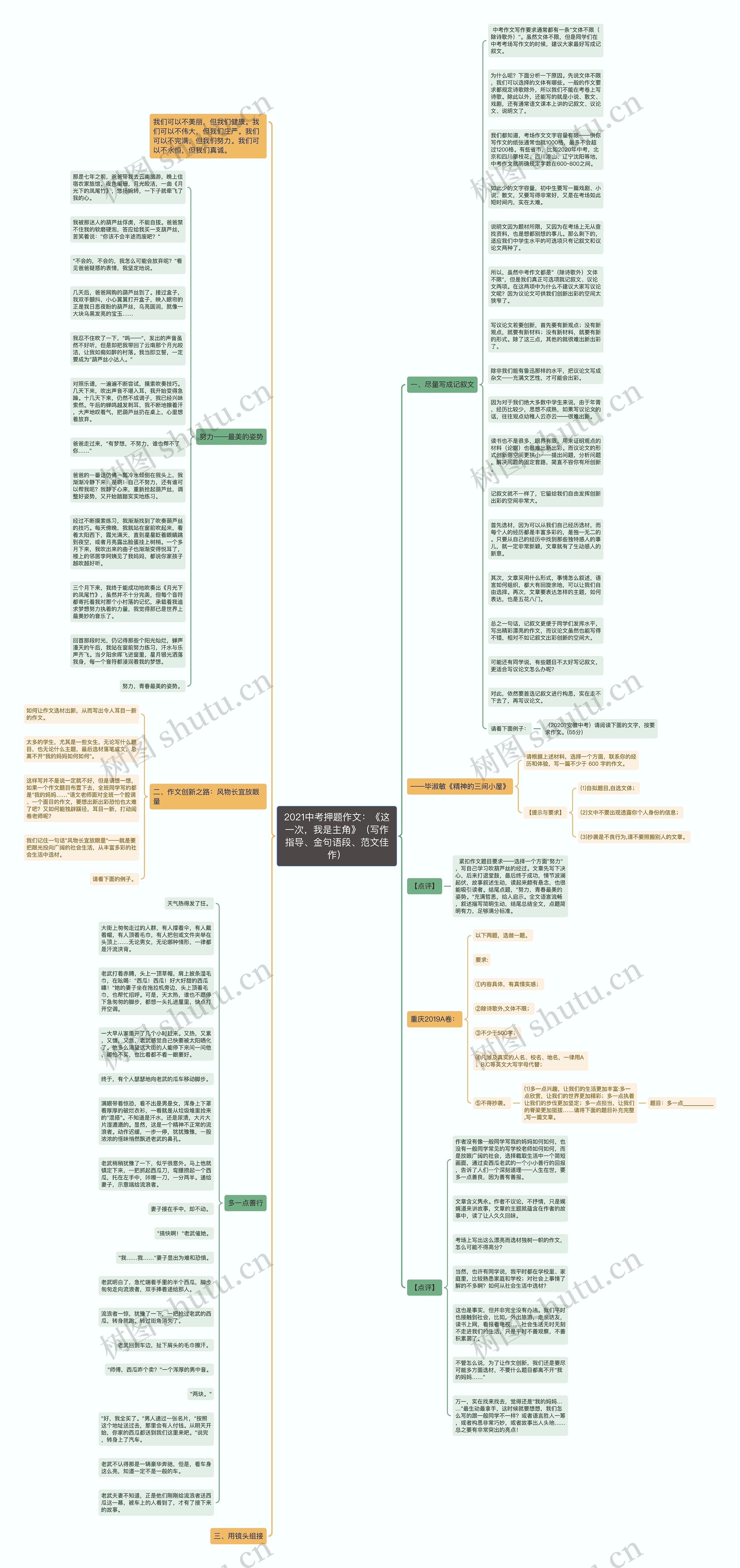 2021中考押题作文：《这一次，我是主角》（写作指导、金句语段、范文佳作）思维导图