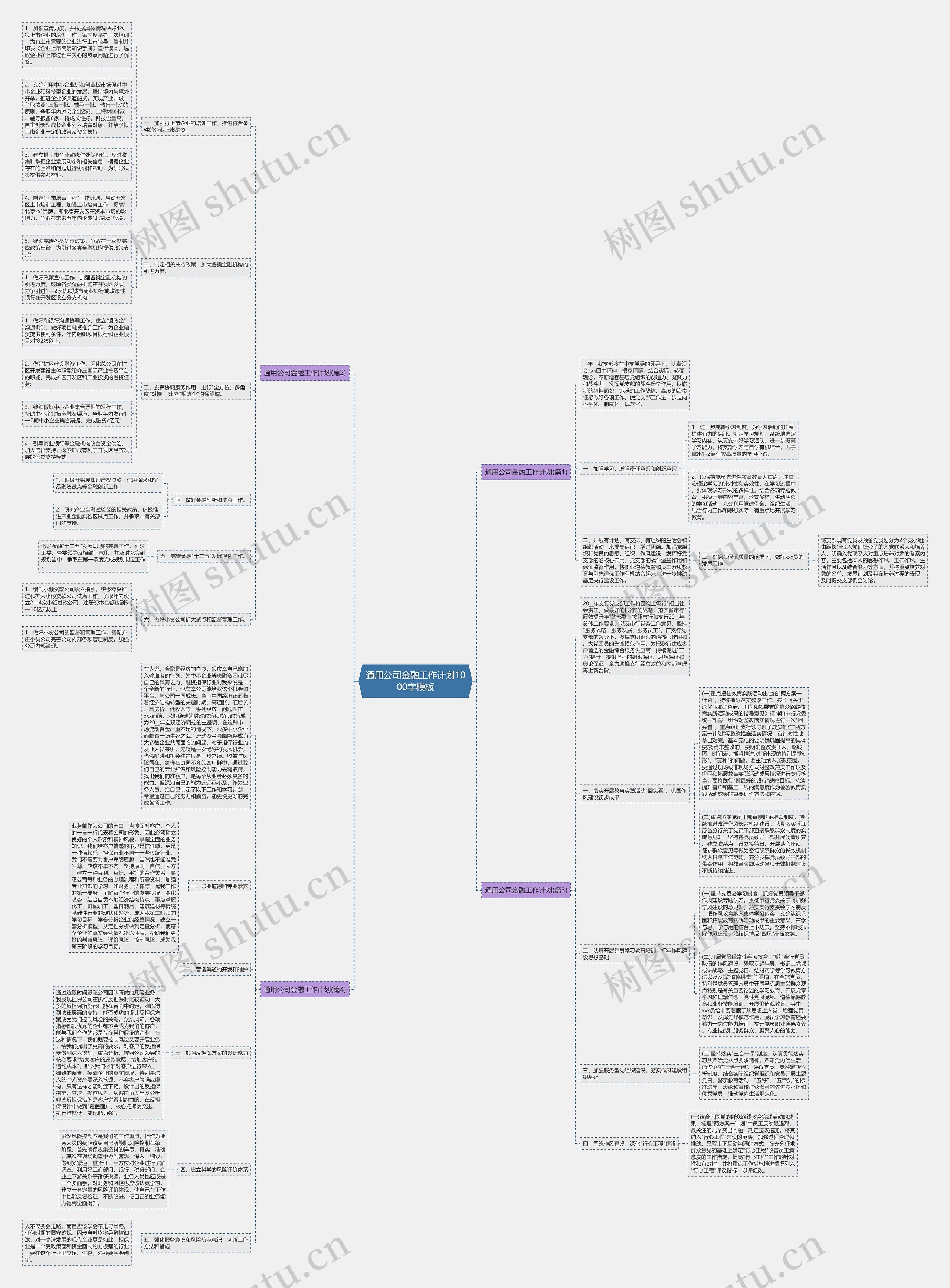通用公司金融工作计划1000字思维导图