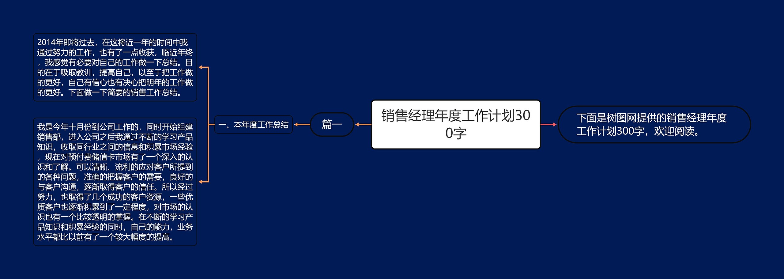 销售经理年度工作计划300字思维导图