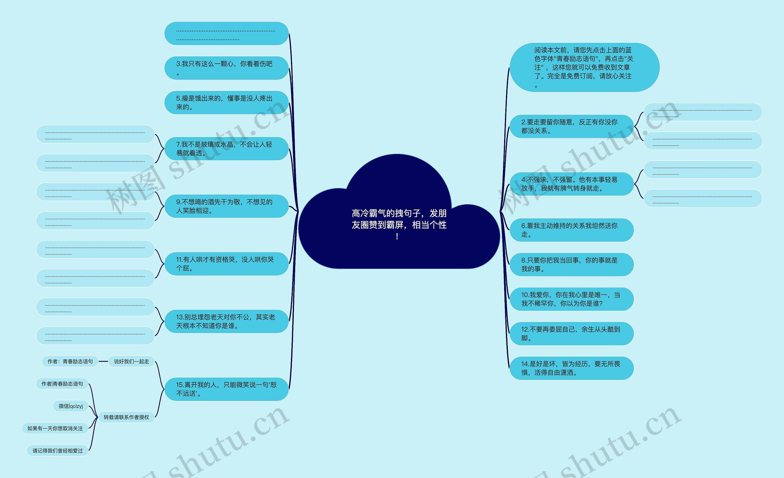 高冷霸气的拽句子，发朋友圈赞到霸屏，相当个性！思维导图