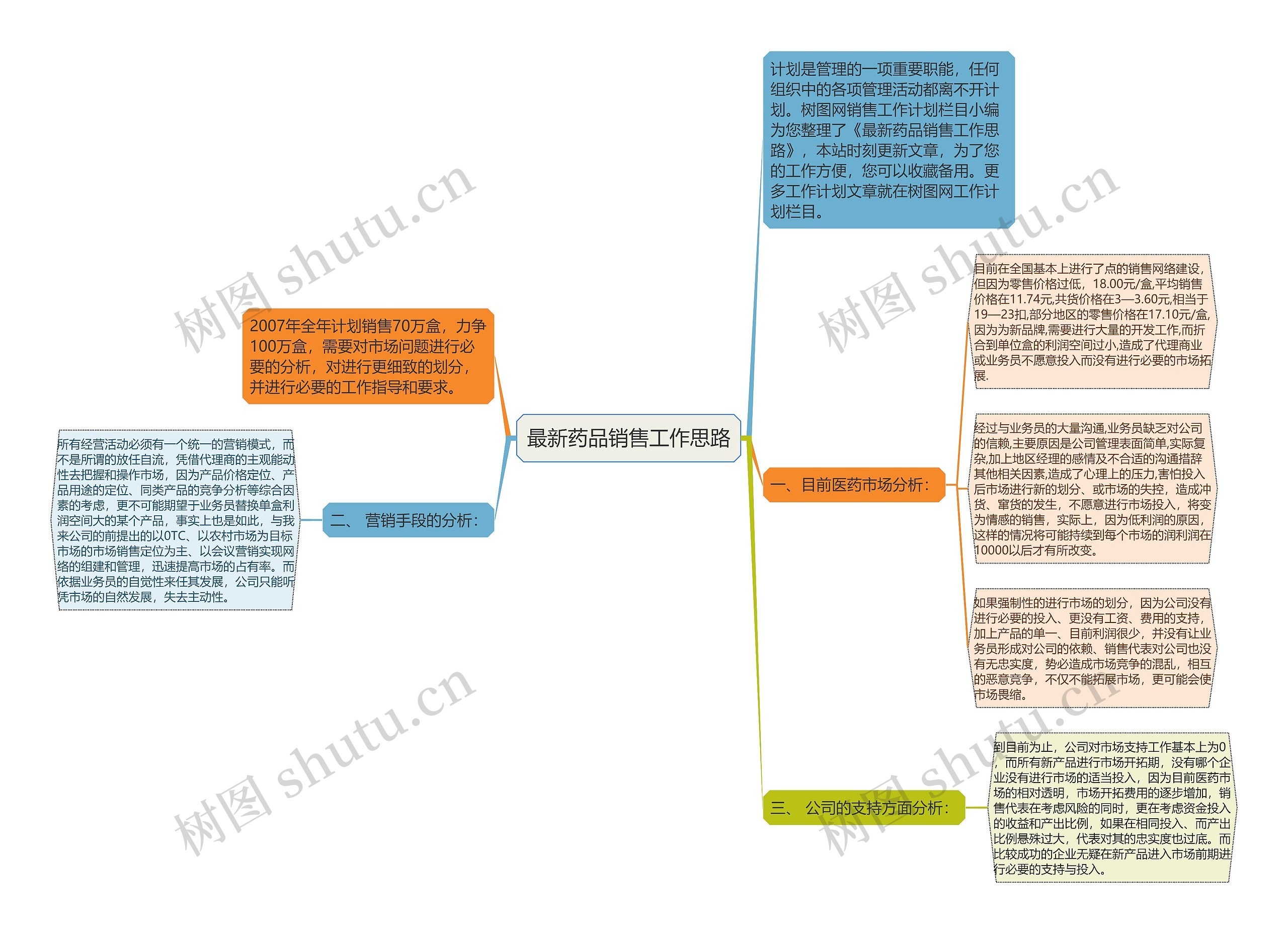 最新药品销售工作思路思维导图