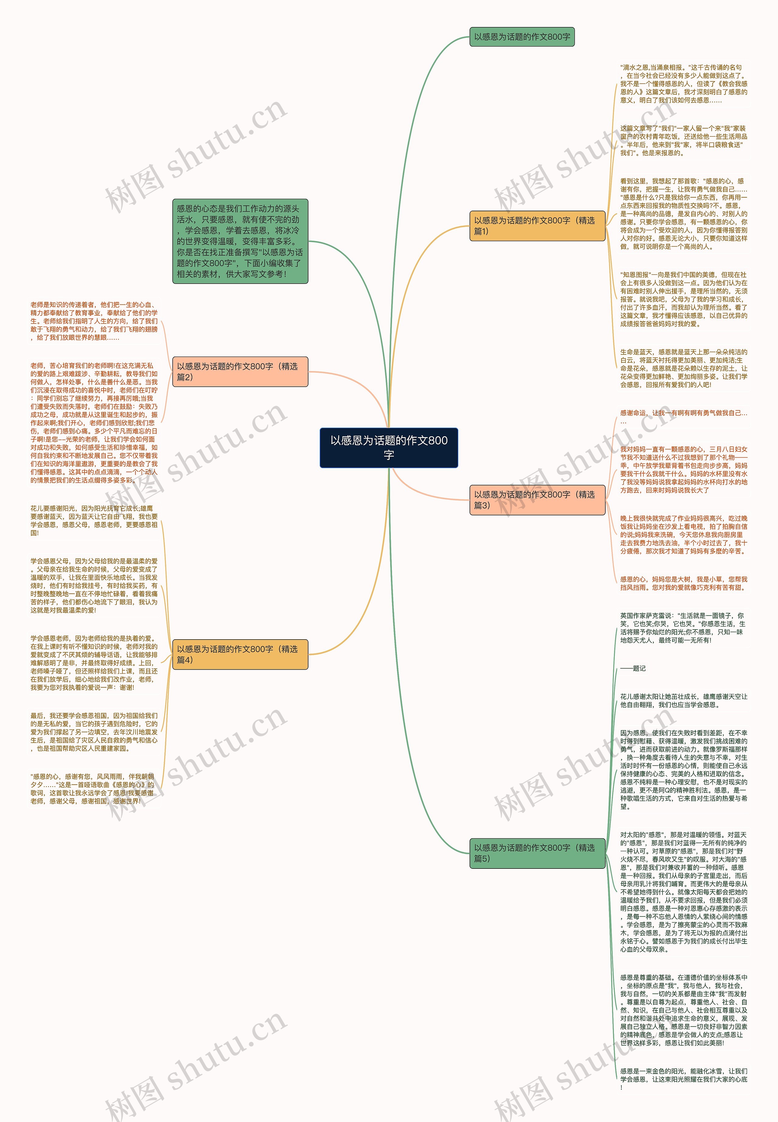 以感恩为话题的作文800字思维导图