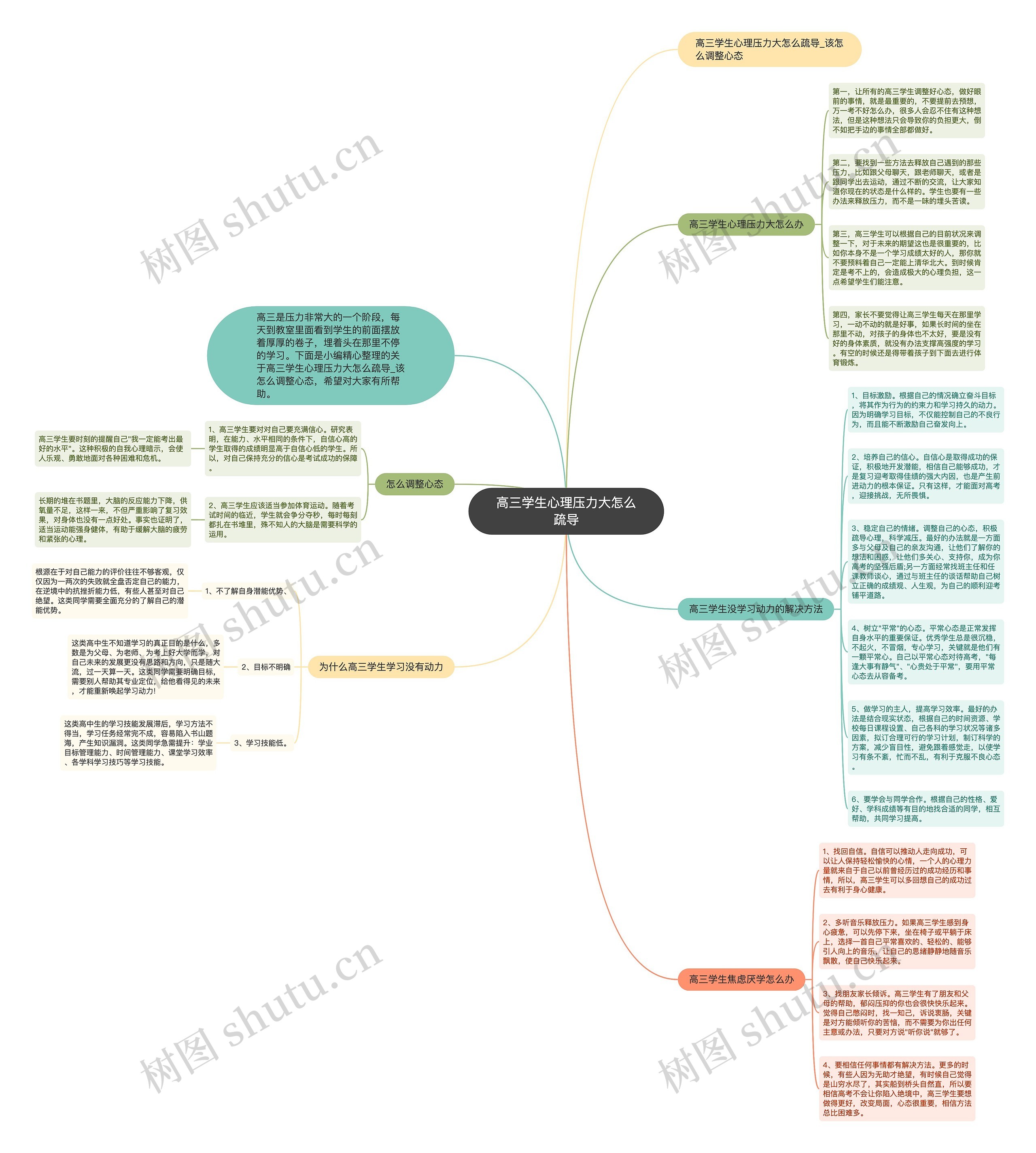 高三学生心理压力大怎么疏导思维导图