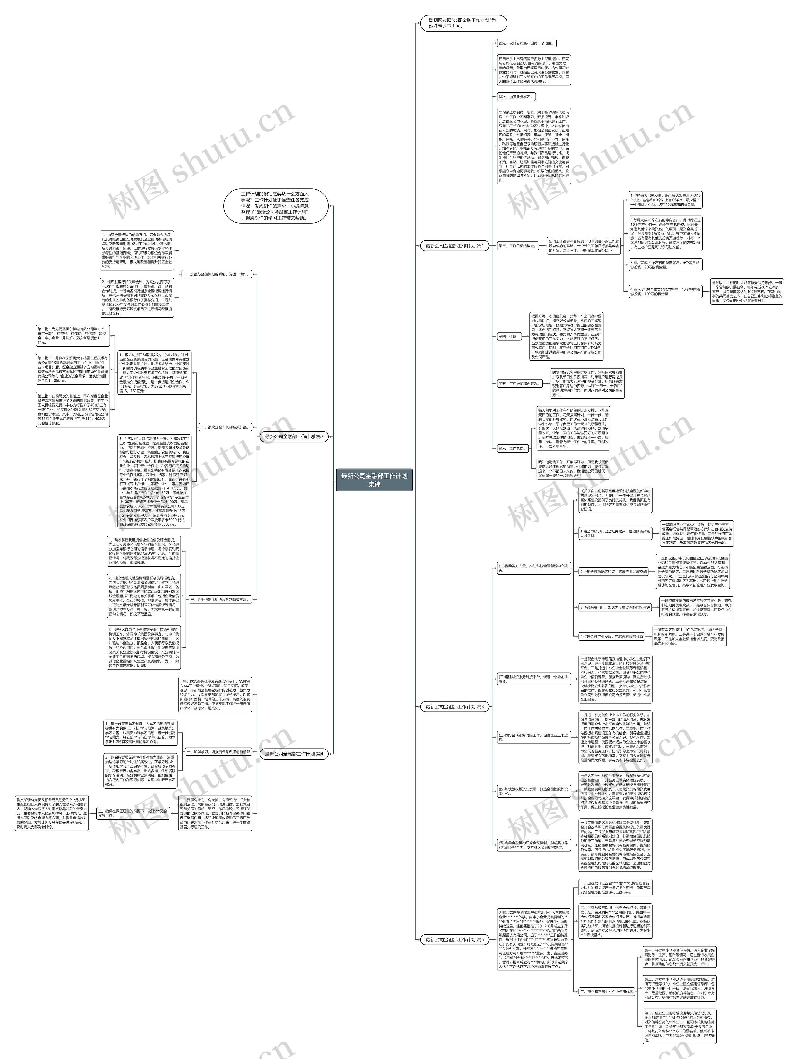 最新公司金融部工作计划集锦思维导图