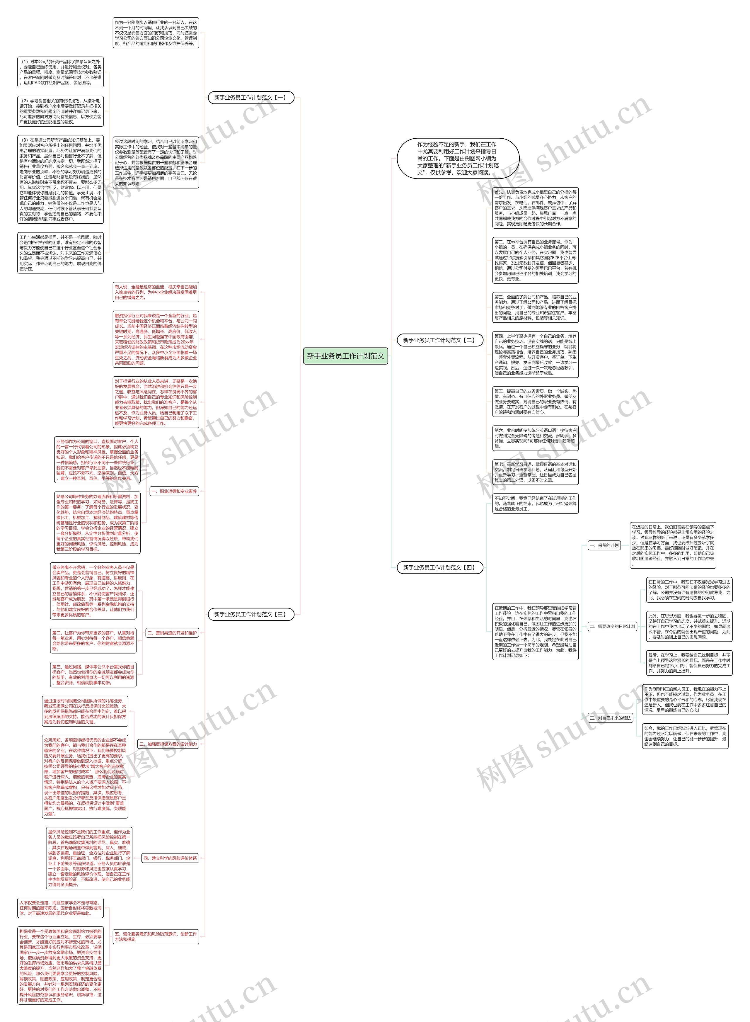 新手业务员工作计划范文思维导图