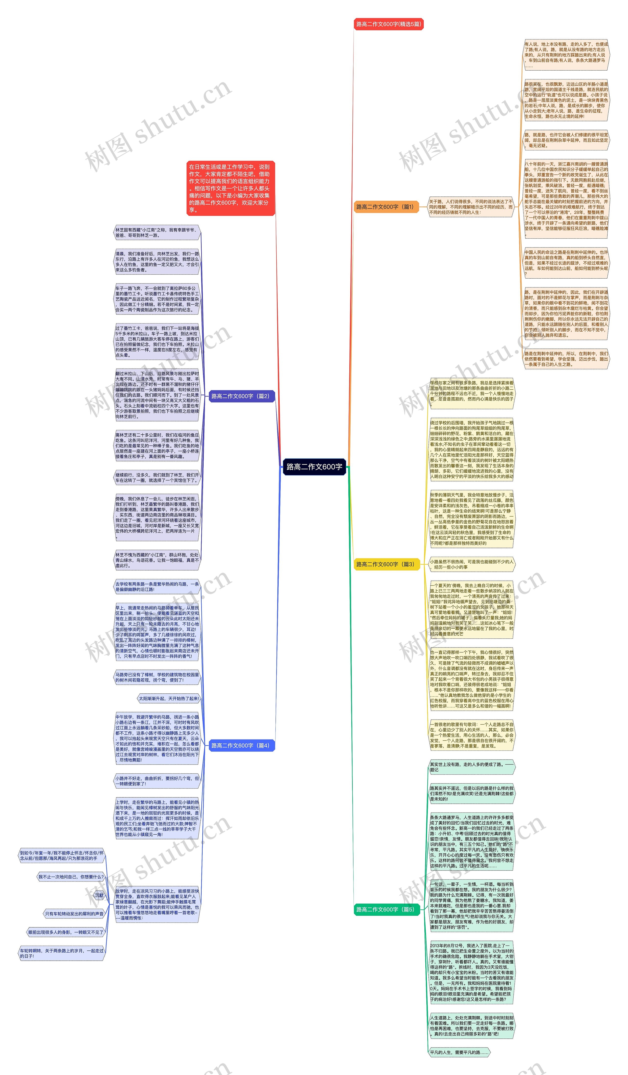 路高二作文600字思维导图