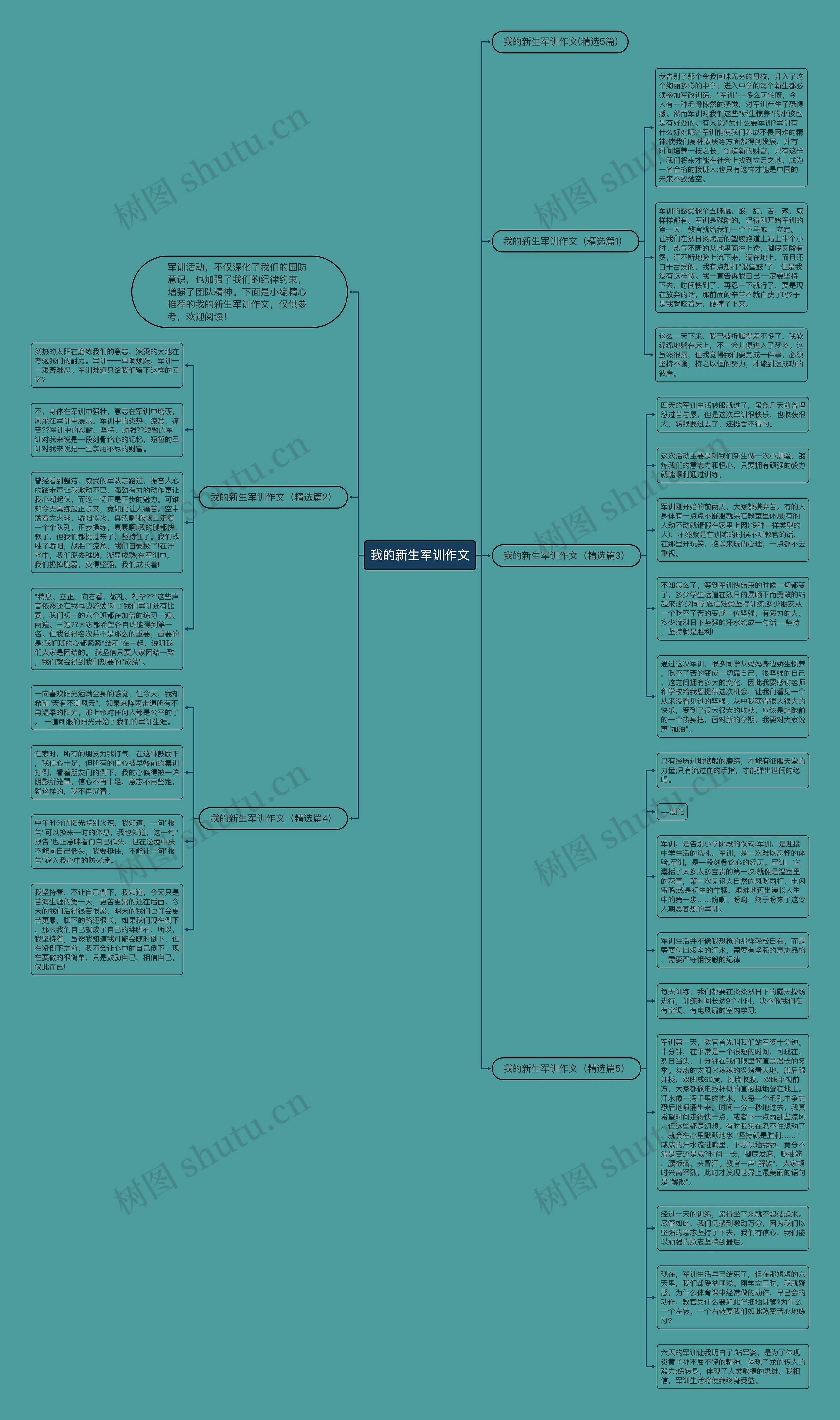 我的新生军训作文思维导图高清图 我的新生军训作文思维导图