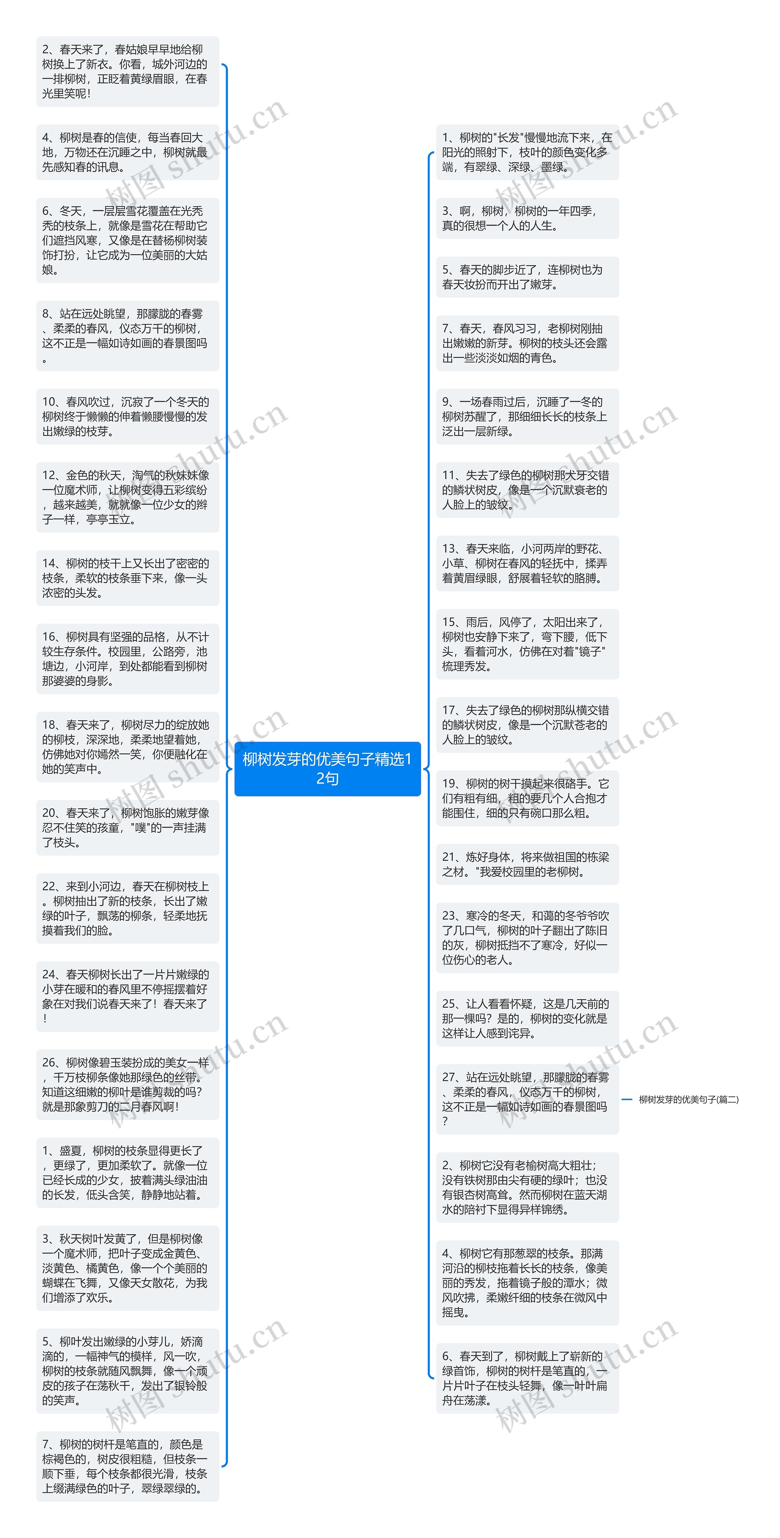 柳树发芽的优美句子精选12句思维导图