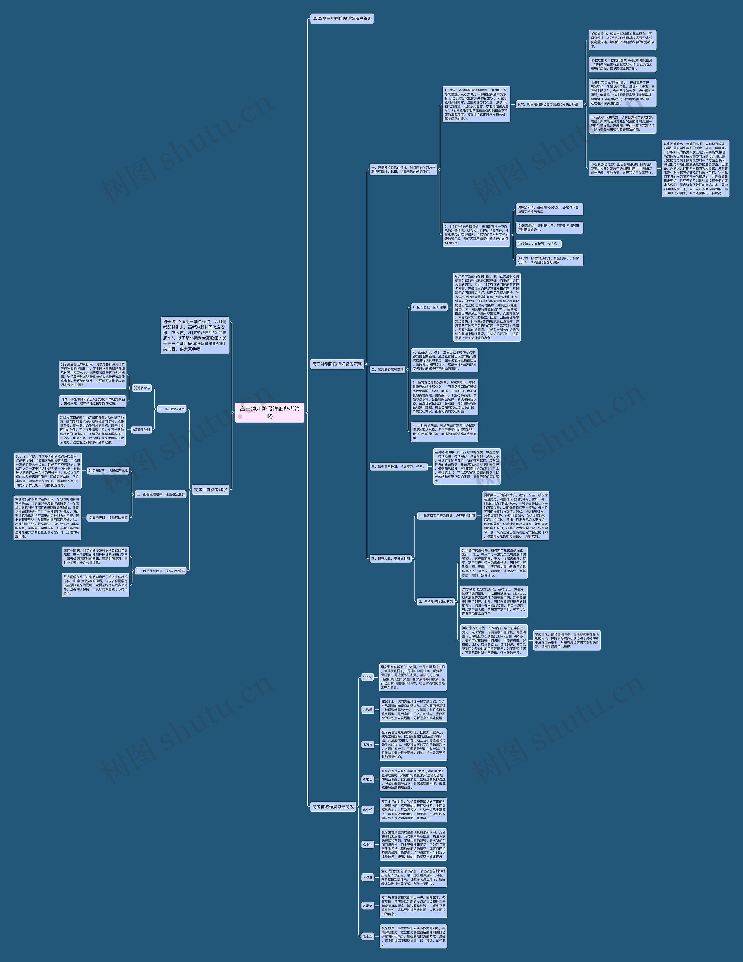 高三冲刺阶段详细备考策略思维导图