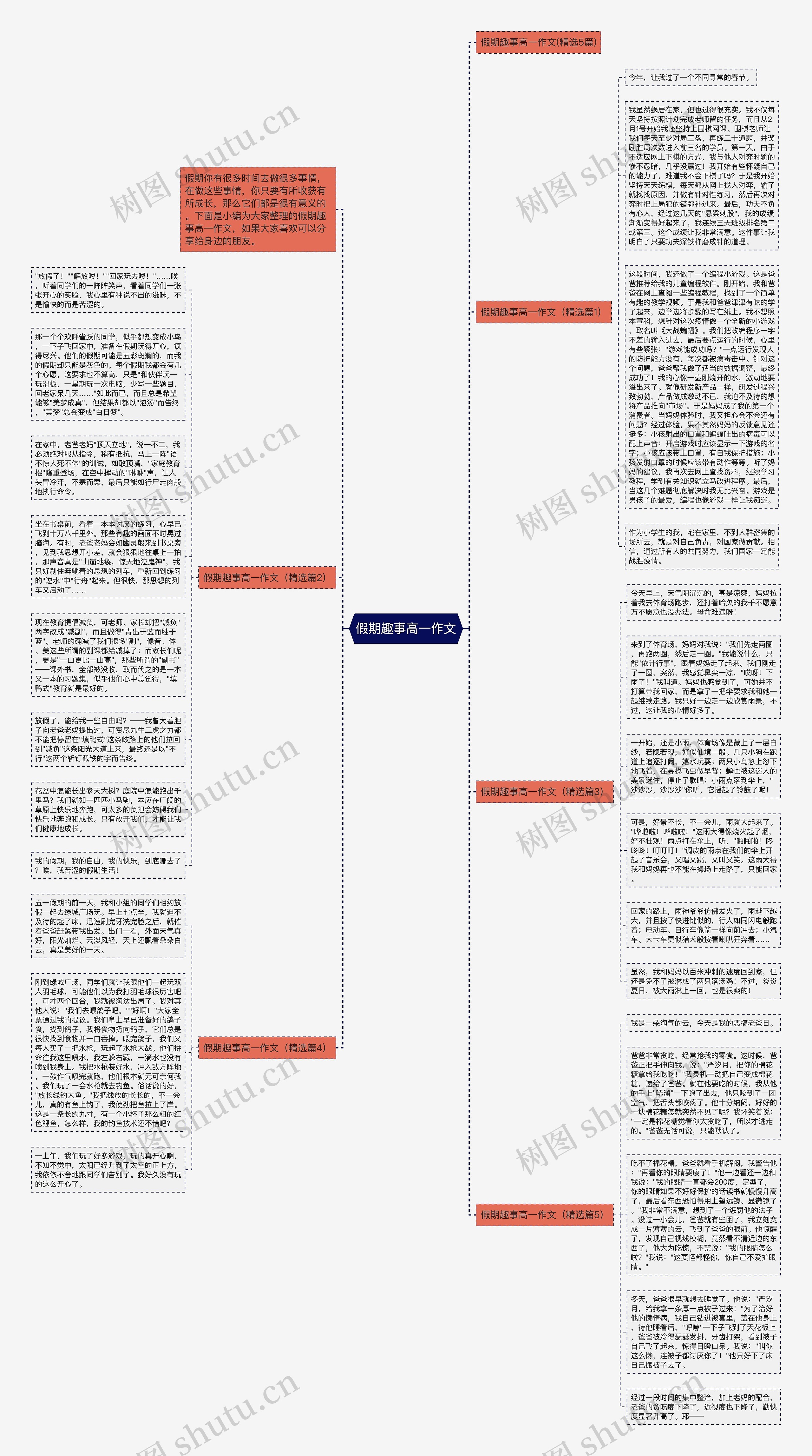 假期趣事高一作文思维导图