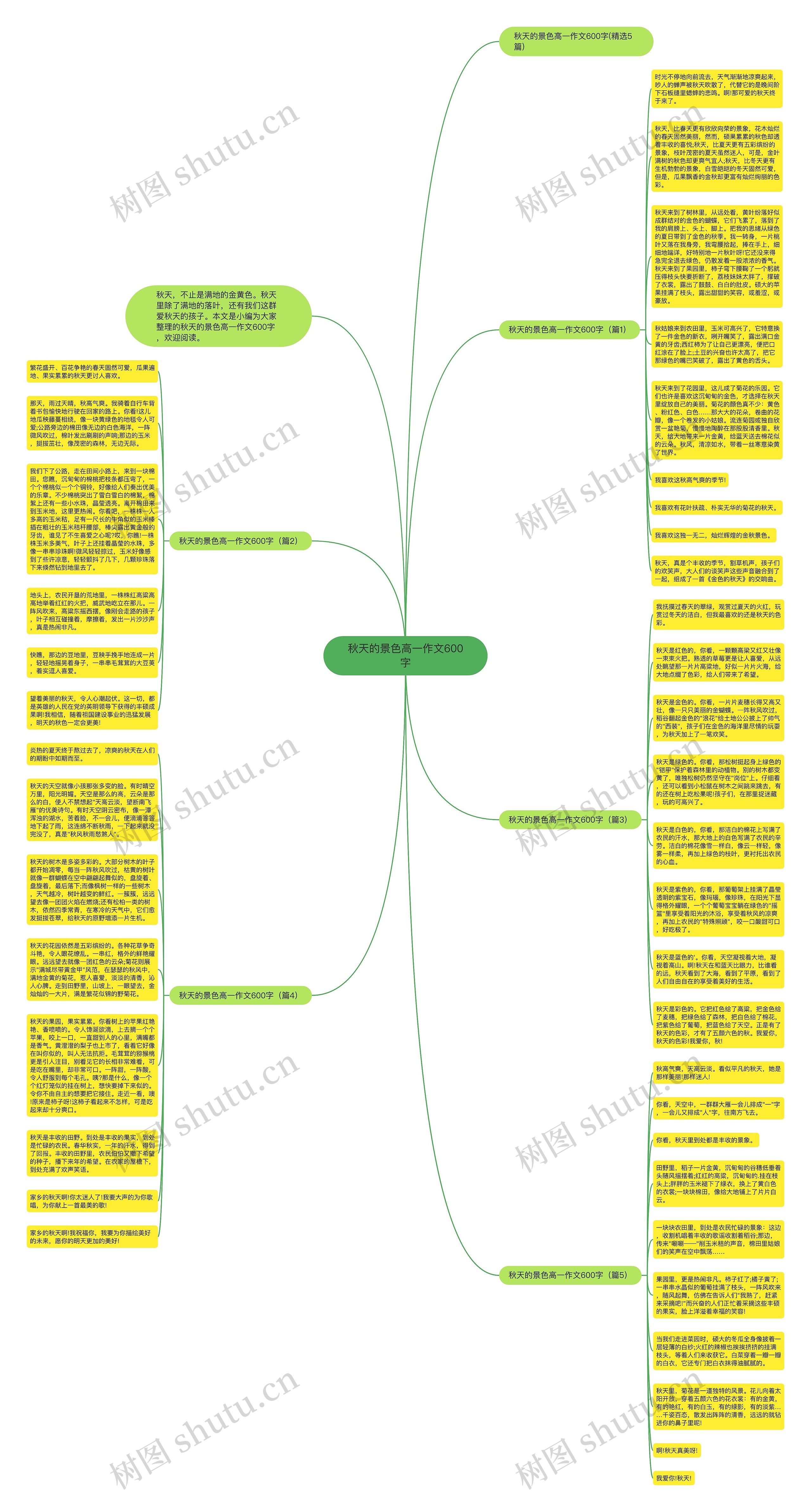 秋天的景色高一作文600字思维导图