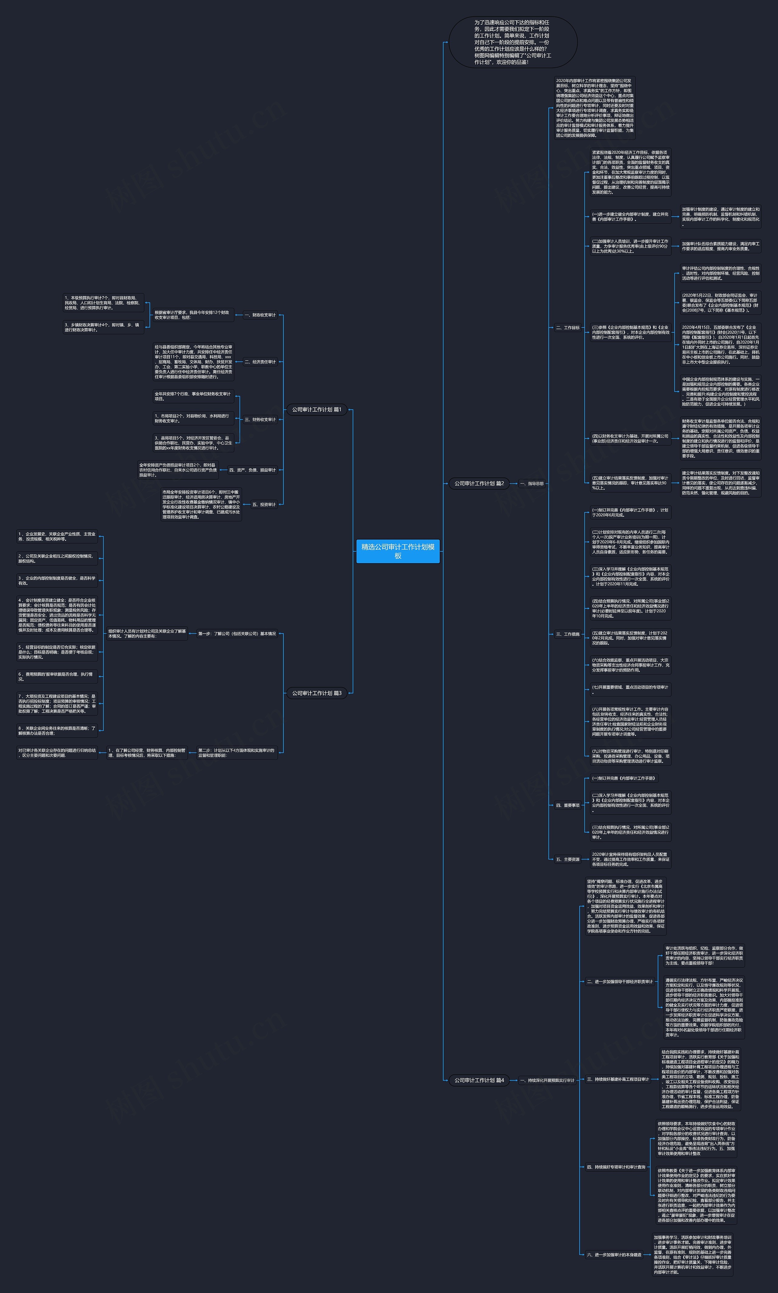 精选公司审计工作计划思维导图高清图 精选公司审计工作计划思维导图