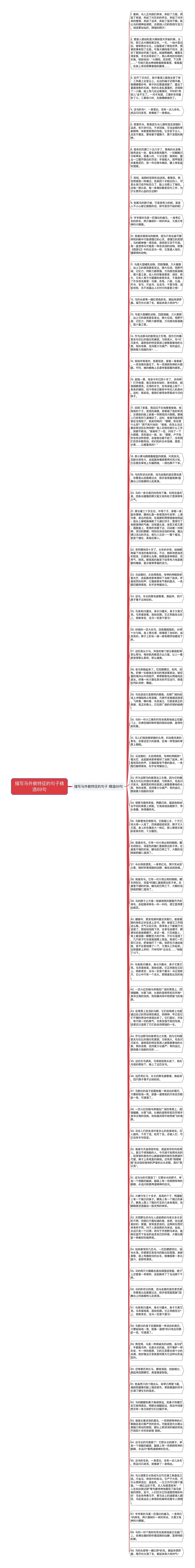 描写马外貌特征的句子精选69句