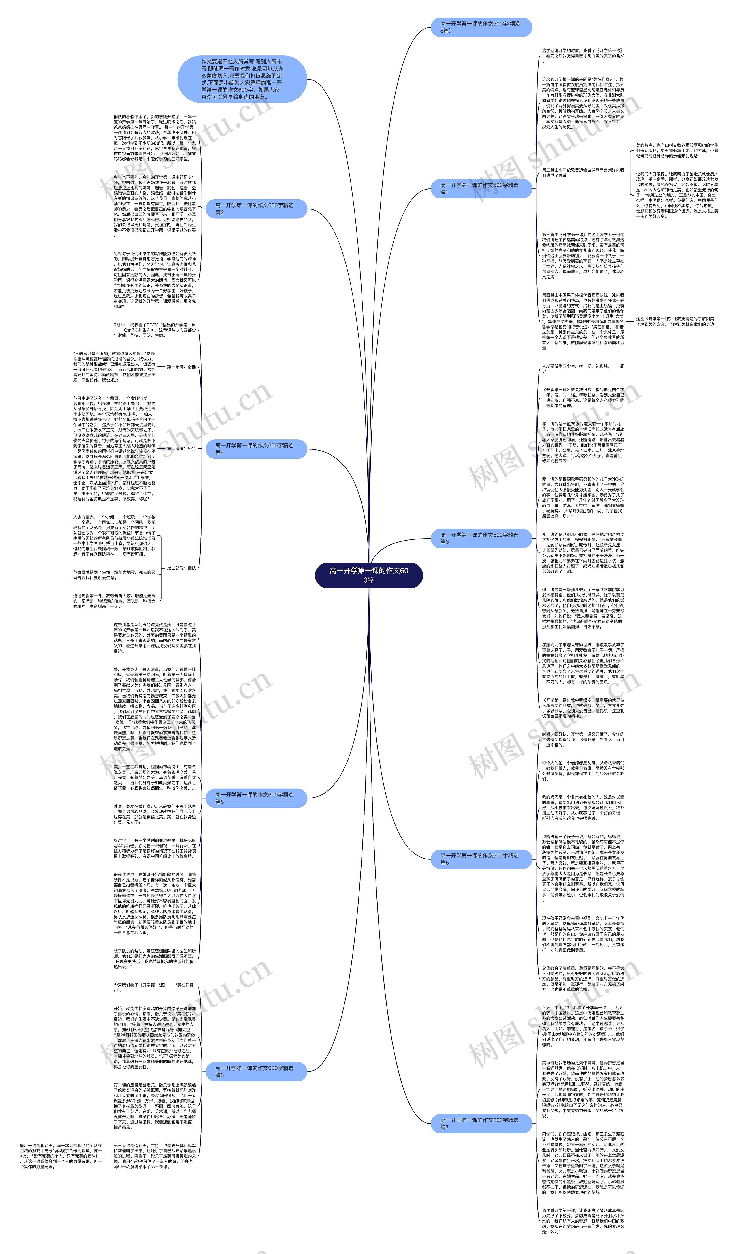 高一开学第一课的作文600字思维导图