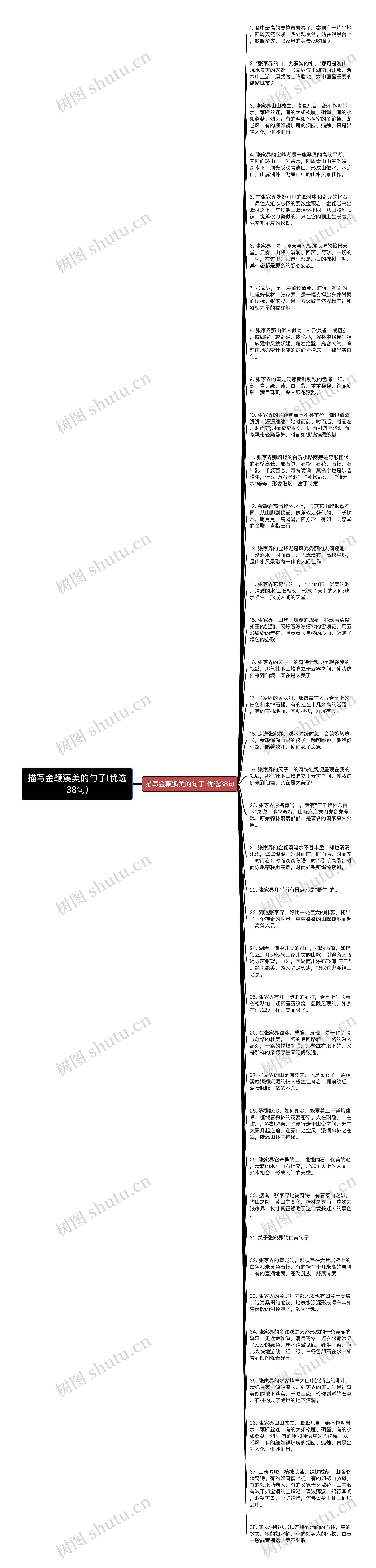 描写金鞭溪美的句子(优选38句)思维导图