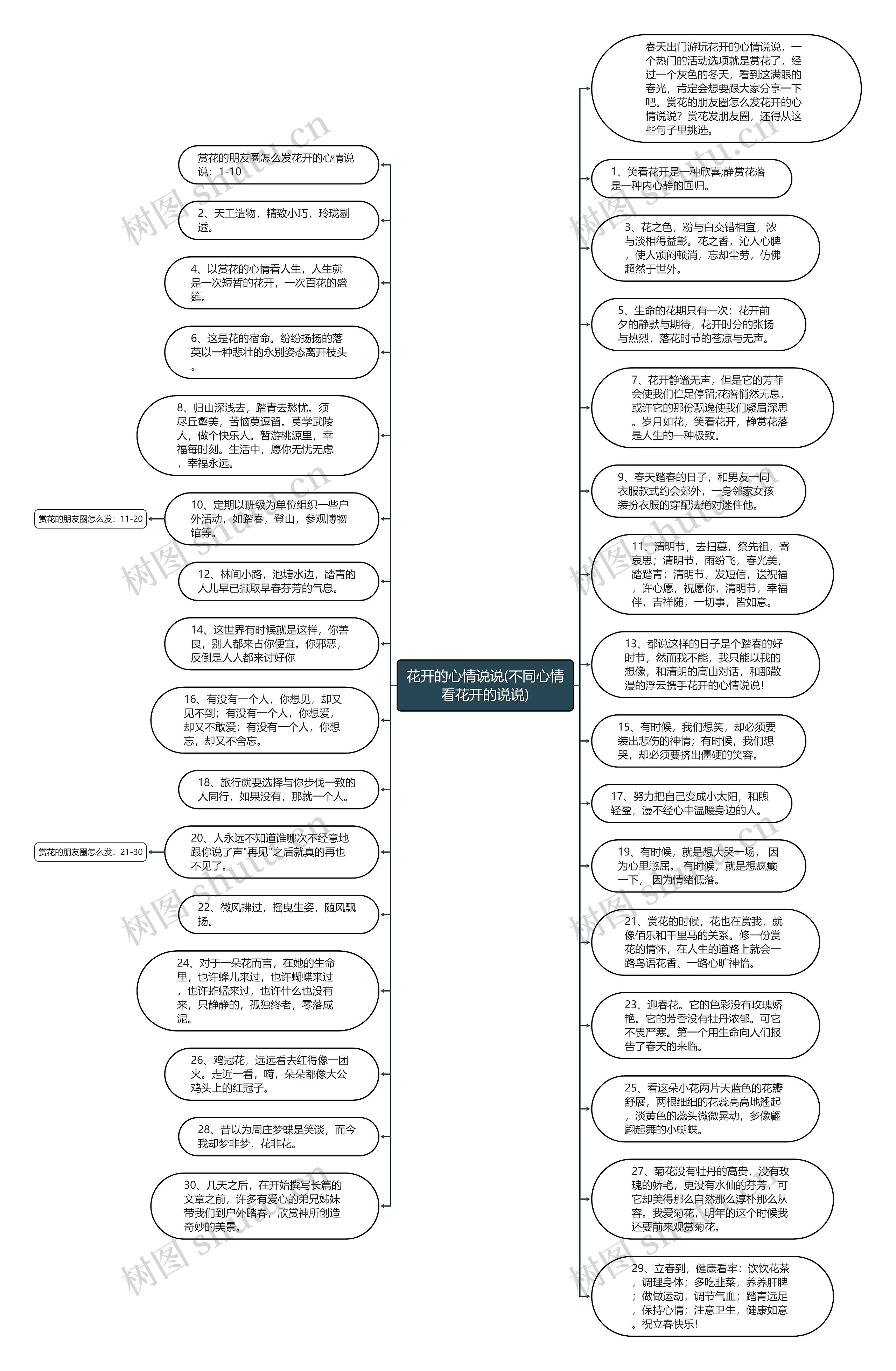 花开的心情说说(不同心情看花开的说说)思维导图