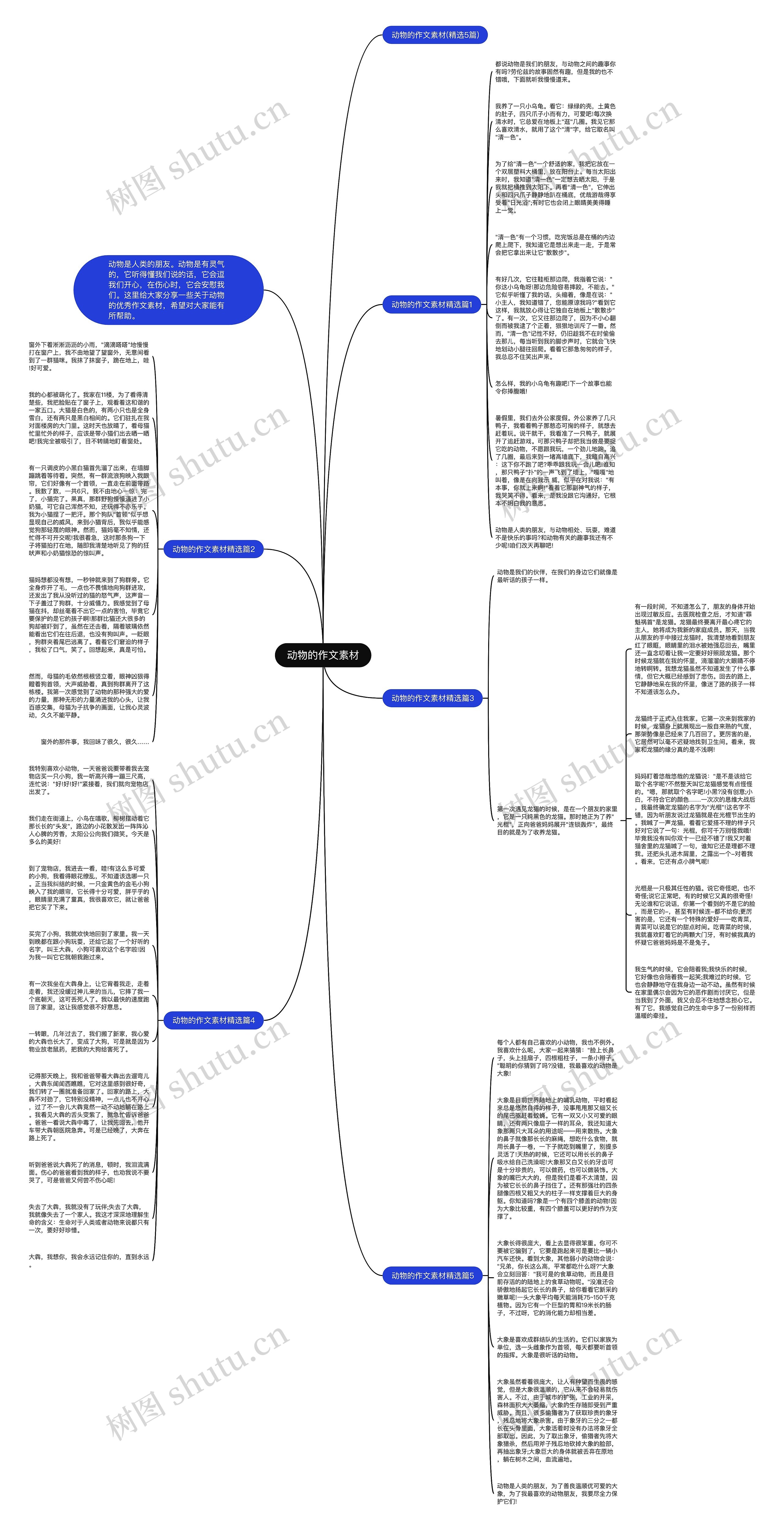 动物的作文素材思维导图
