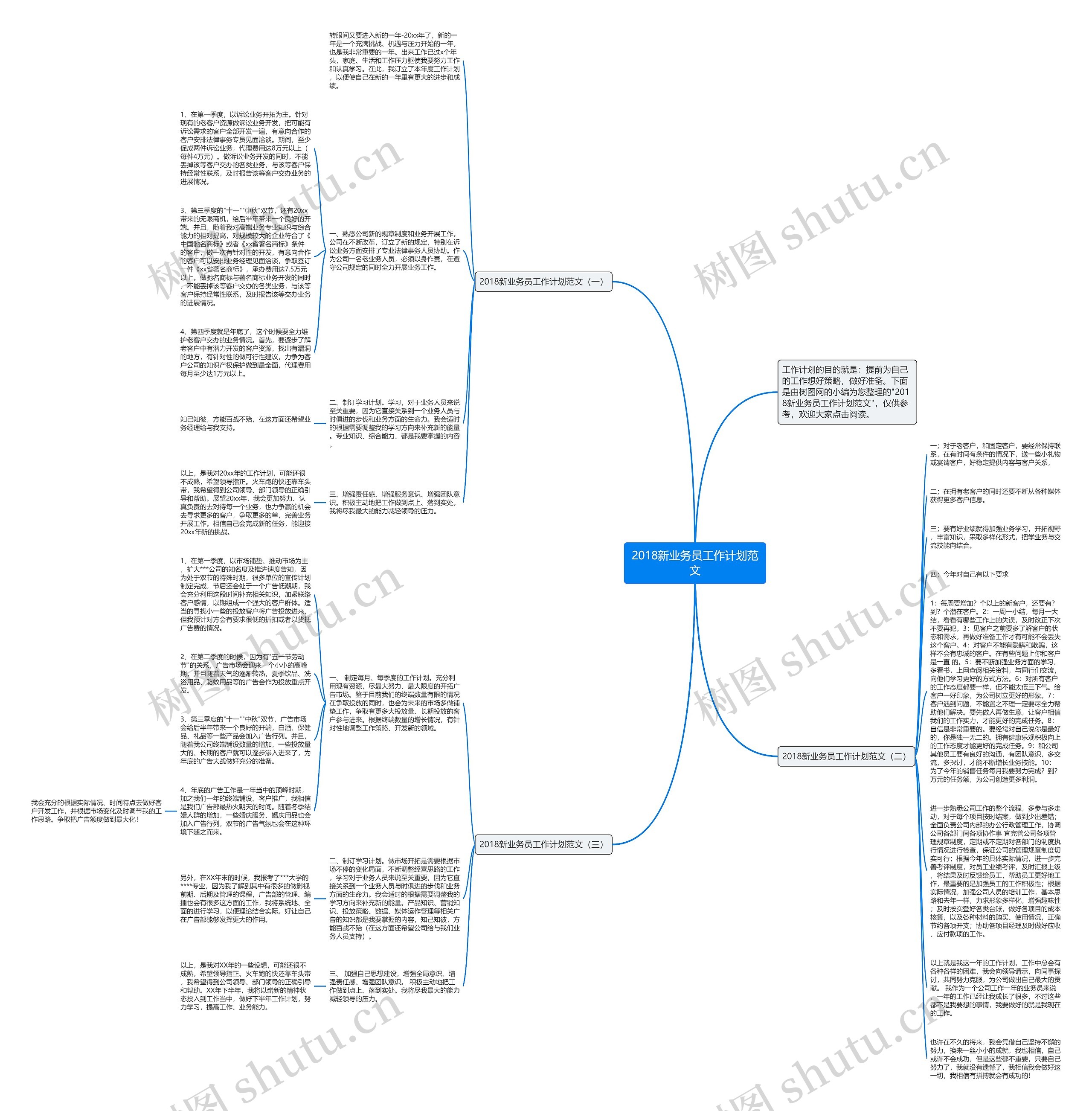 2018新业务员工作计划范文思维导图