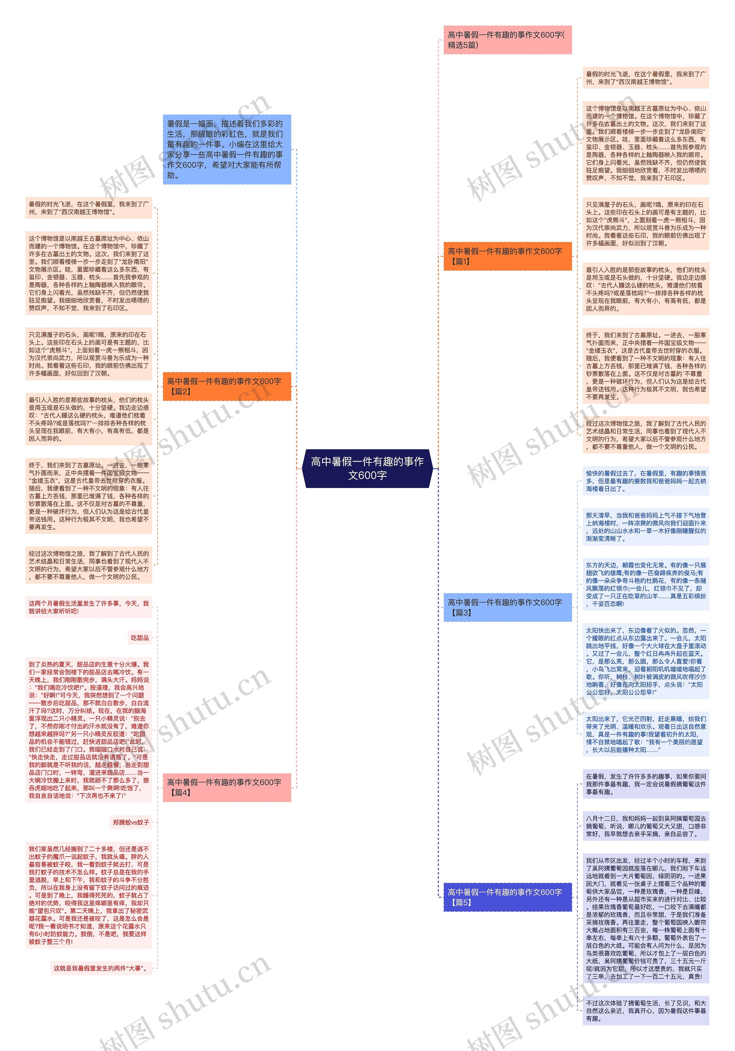 高中暑假一件有趣的事作文600字思维导图