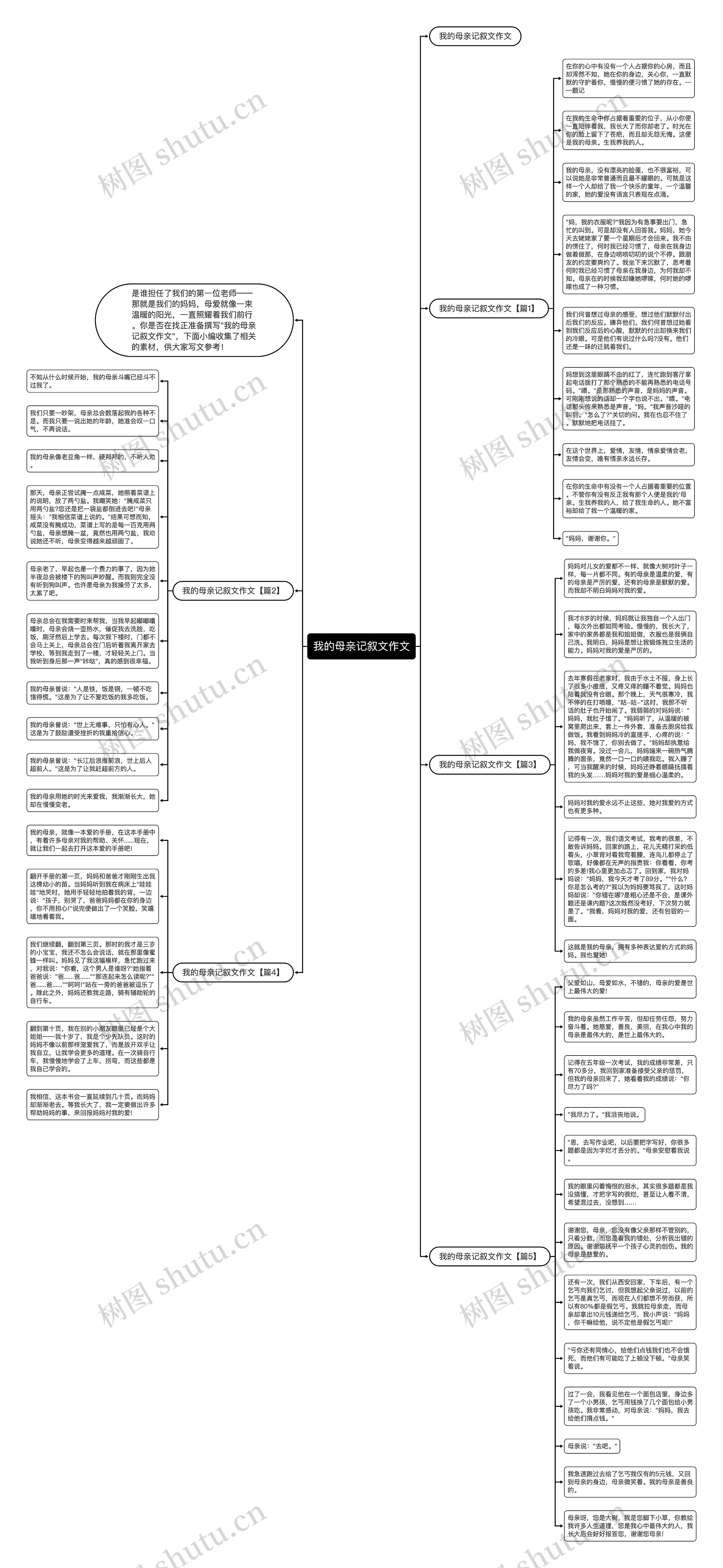 我的母亲记叙文作文思维导图