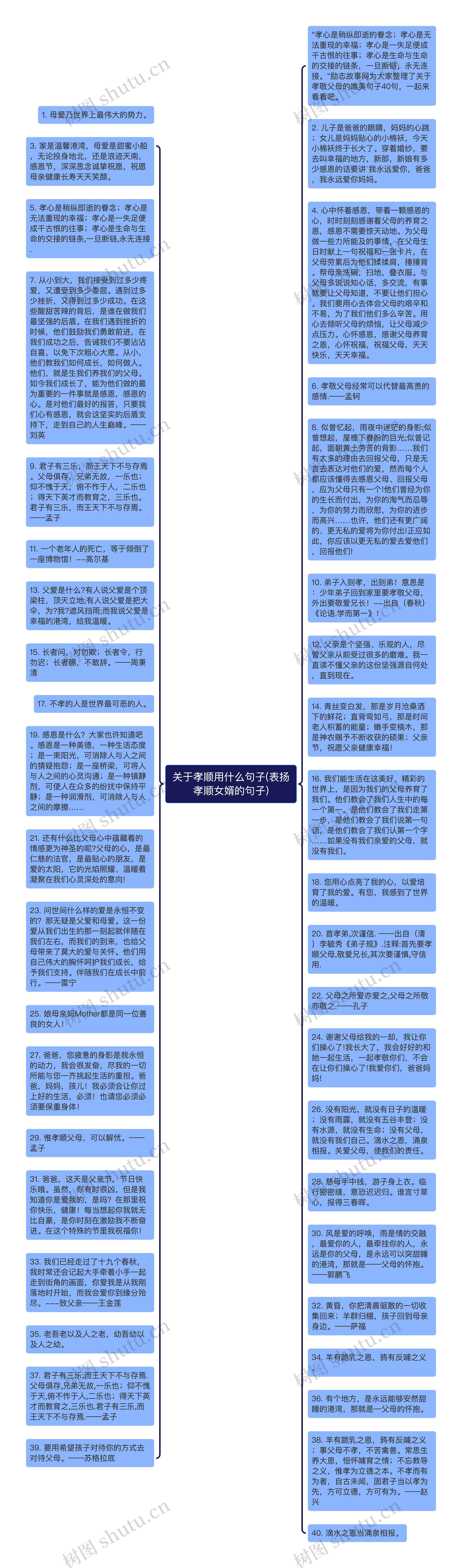 关于孝顺用什么句子(表扬孝顺女婿的句子)思维导图